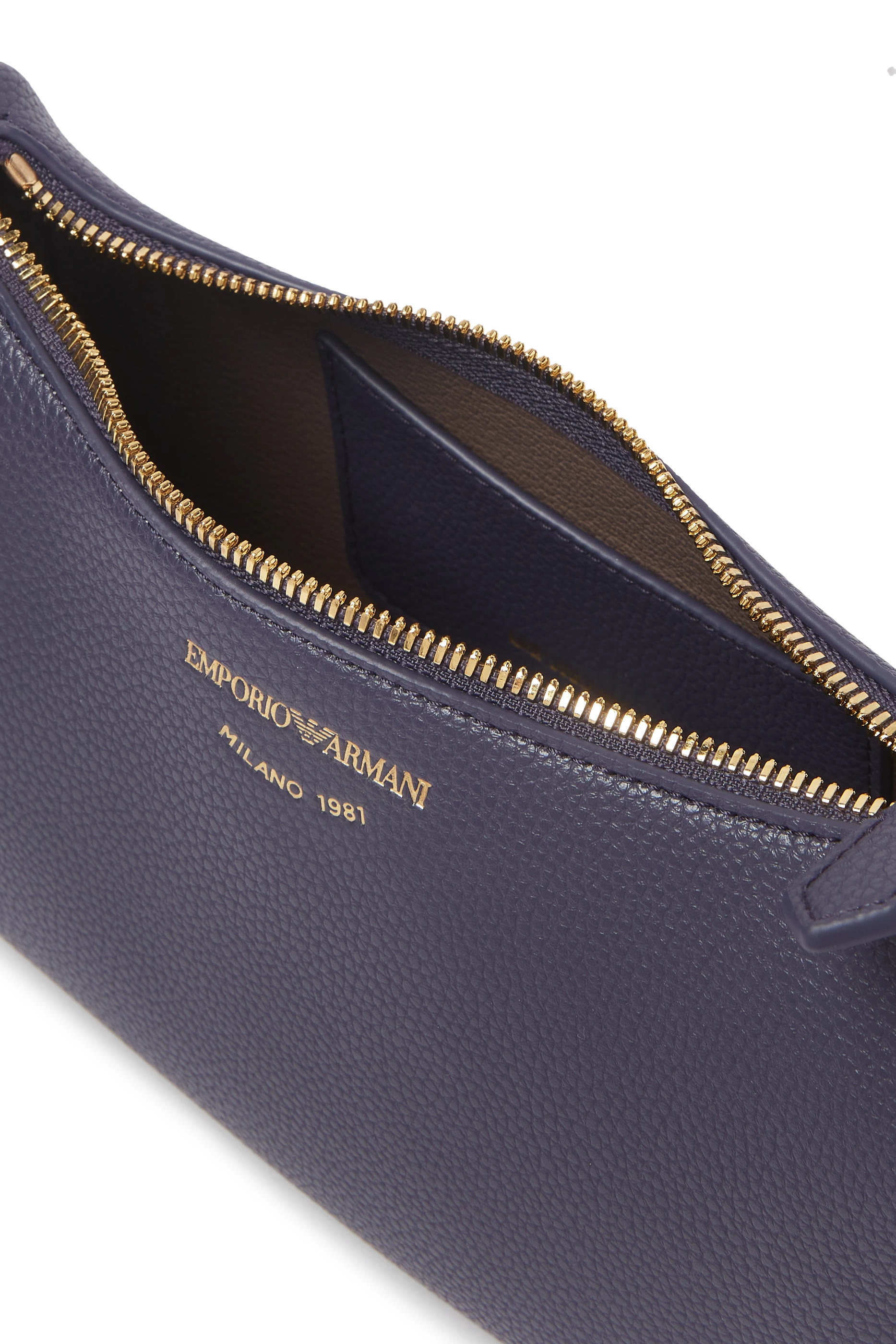 حقيبة طويلة بشعار الماركة بنقشة جلد الغزال