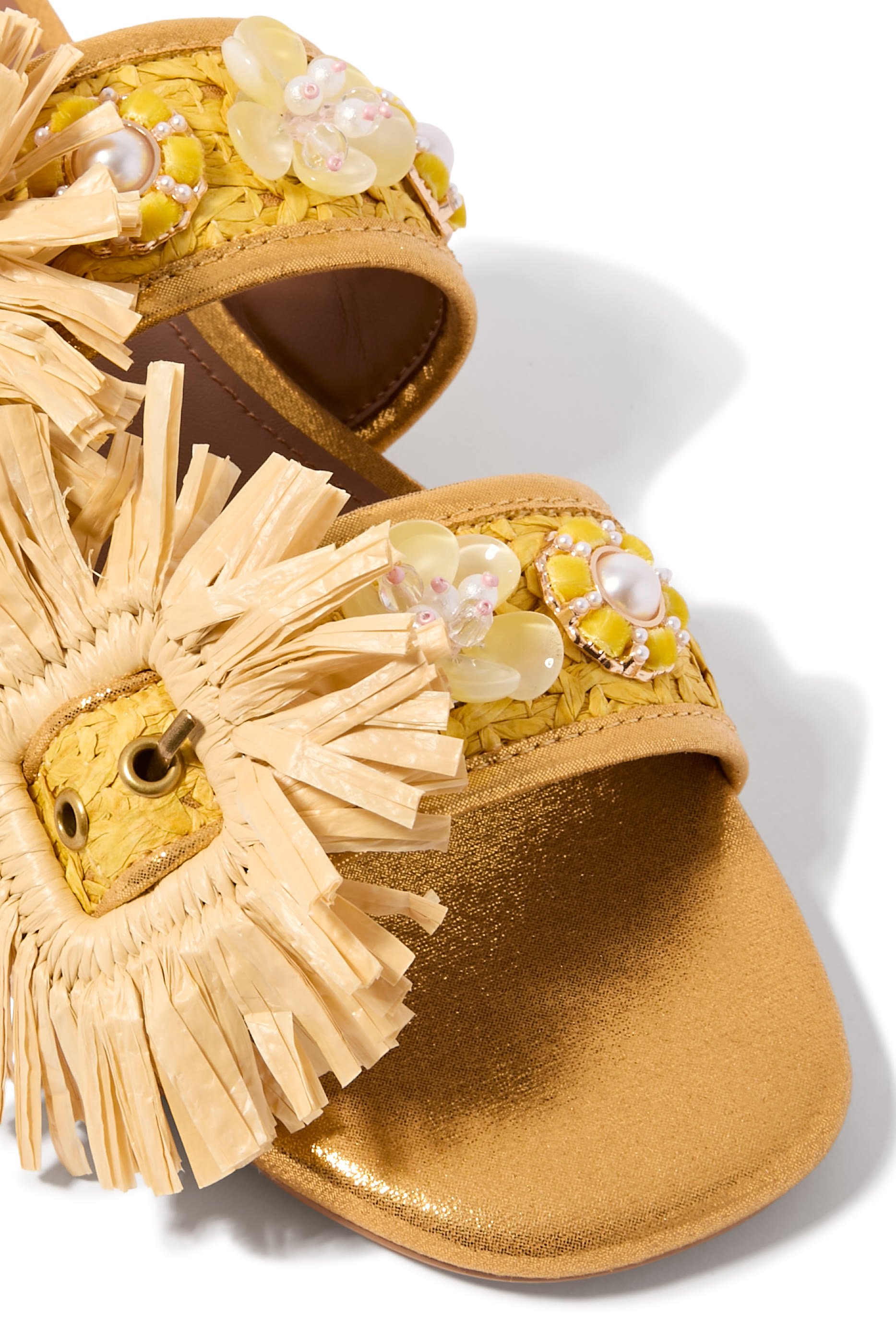 Raffia Buckle Flat Sandals