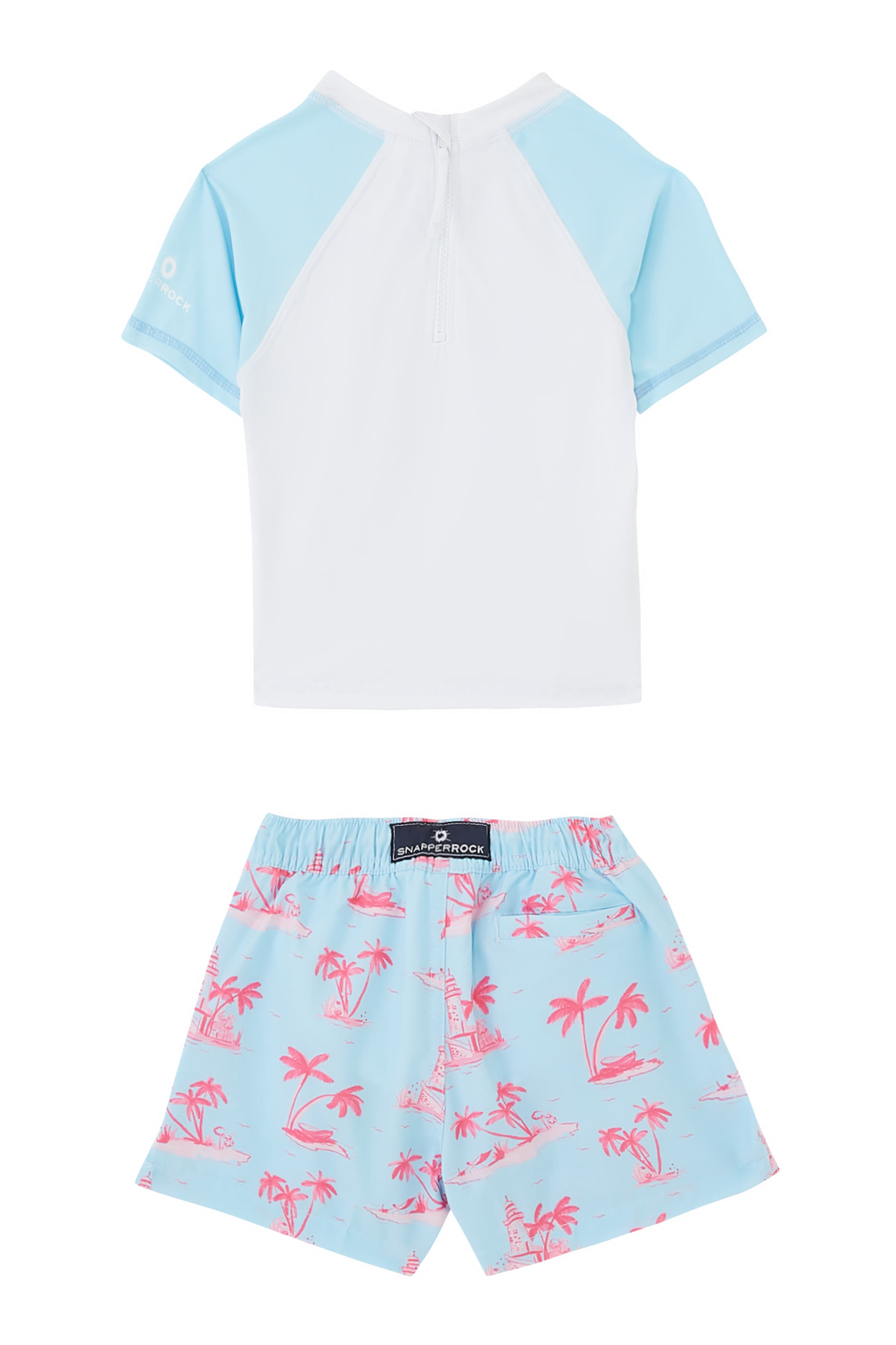 طقم مستدام للأطفال بأكمام قصيرة ونقشة جزيرة بمنارة