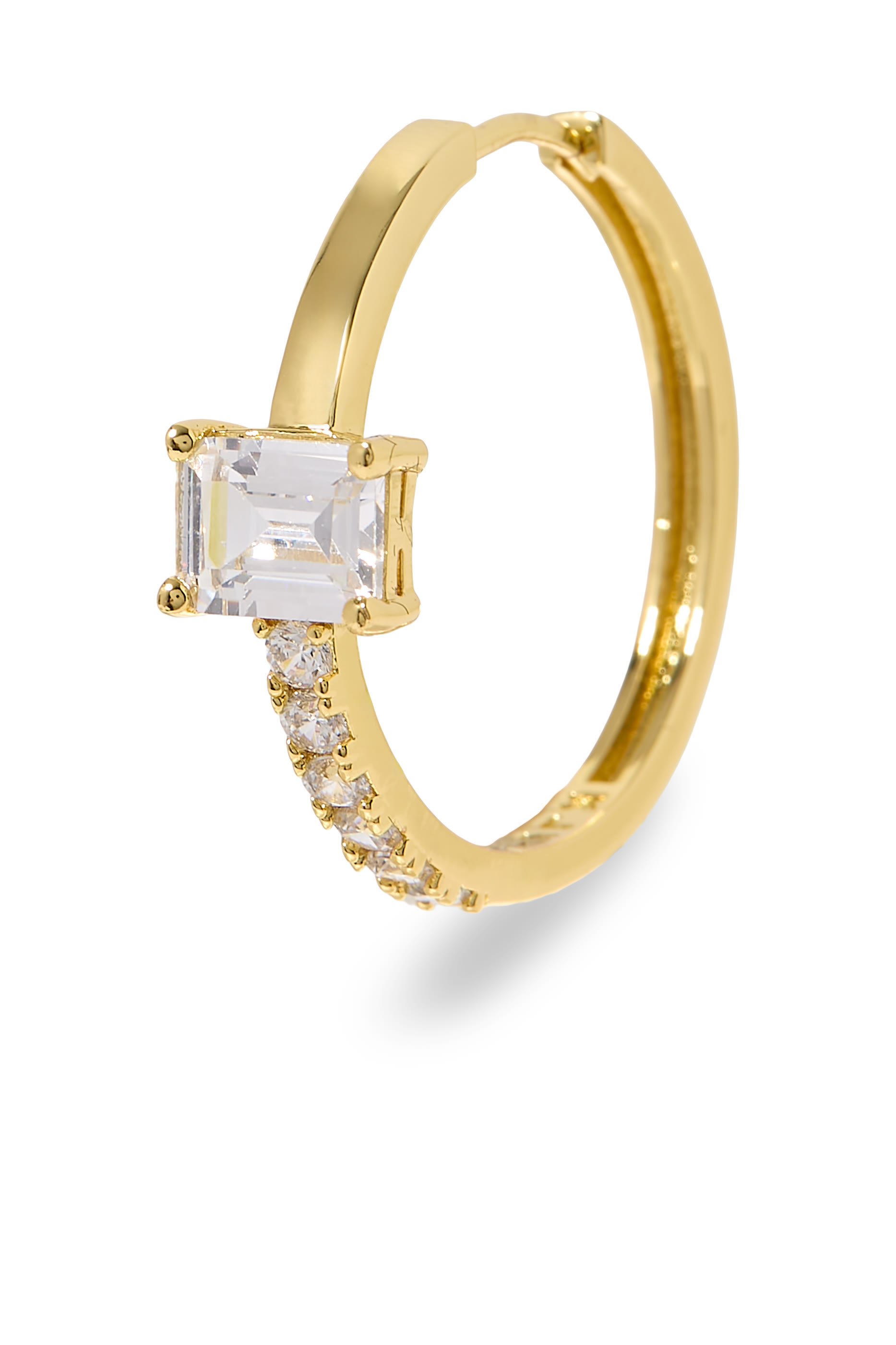 أقراط دائرية صغيرة مرصعة بأحجار زركونيا مكعبة، نحاس مطلي بالذهب