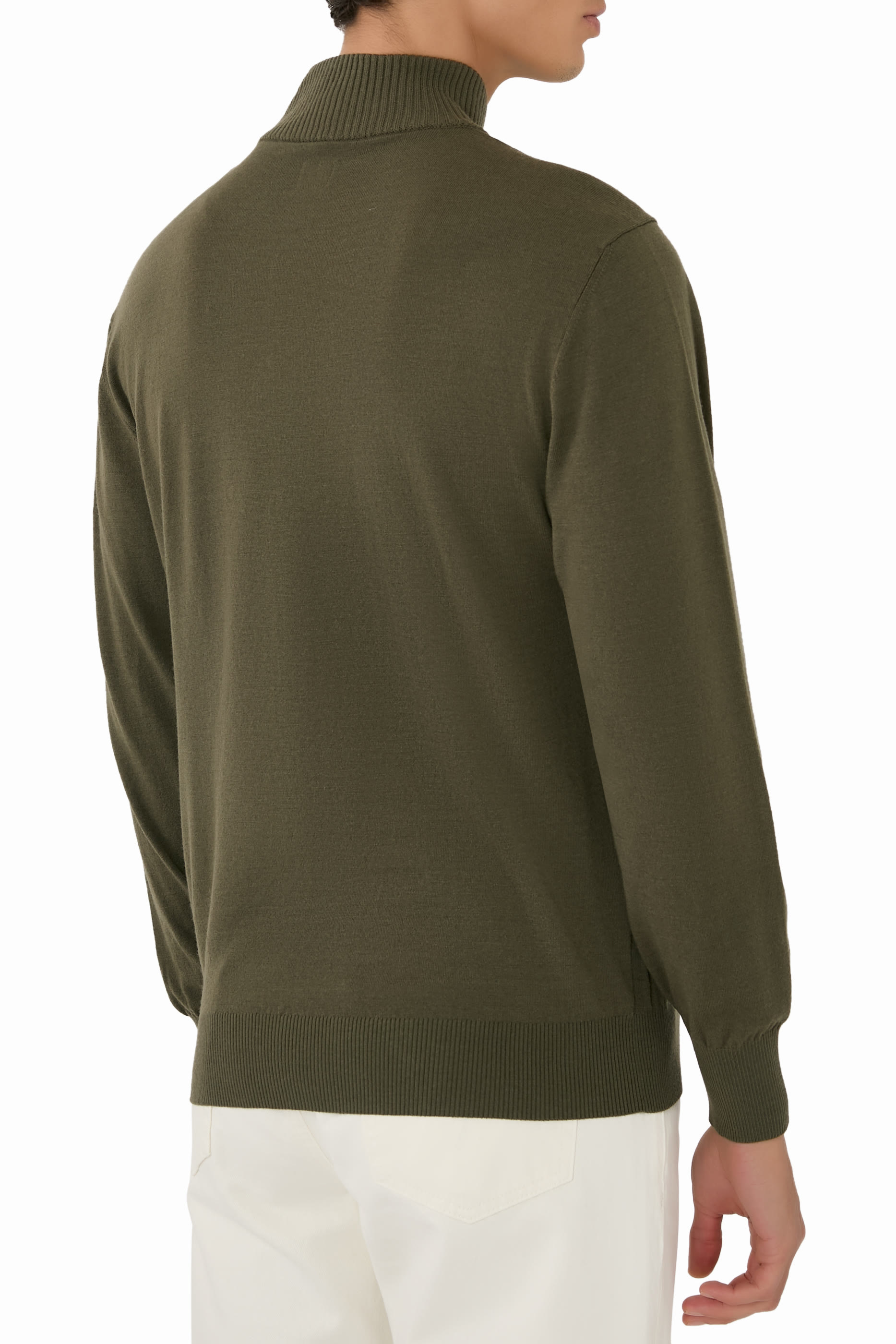 قميص بولو منسوج بياقة ونصف سحاب 