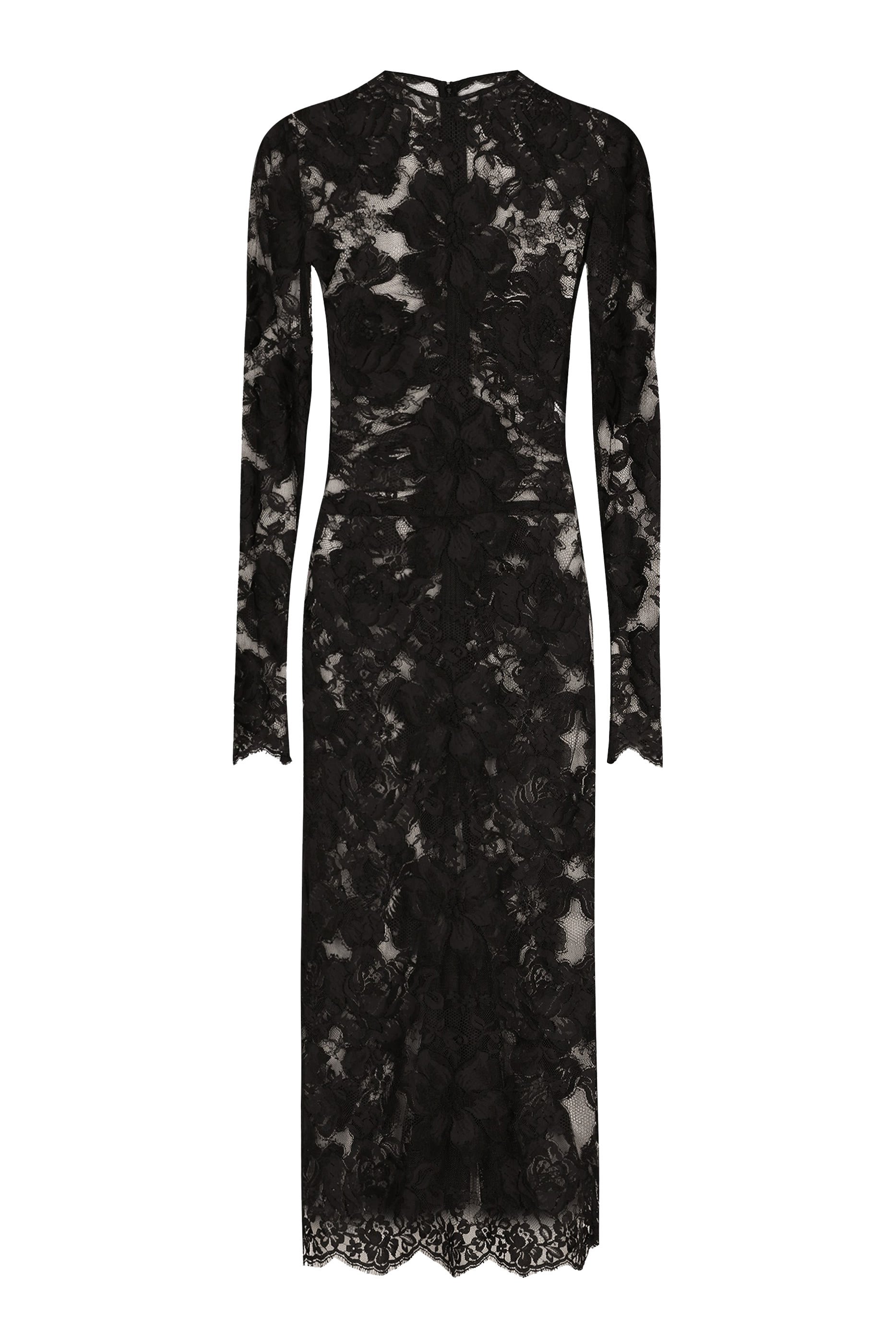 فستان متوسط الطول دانتيل بنقشة زهور