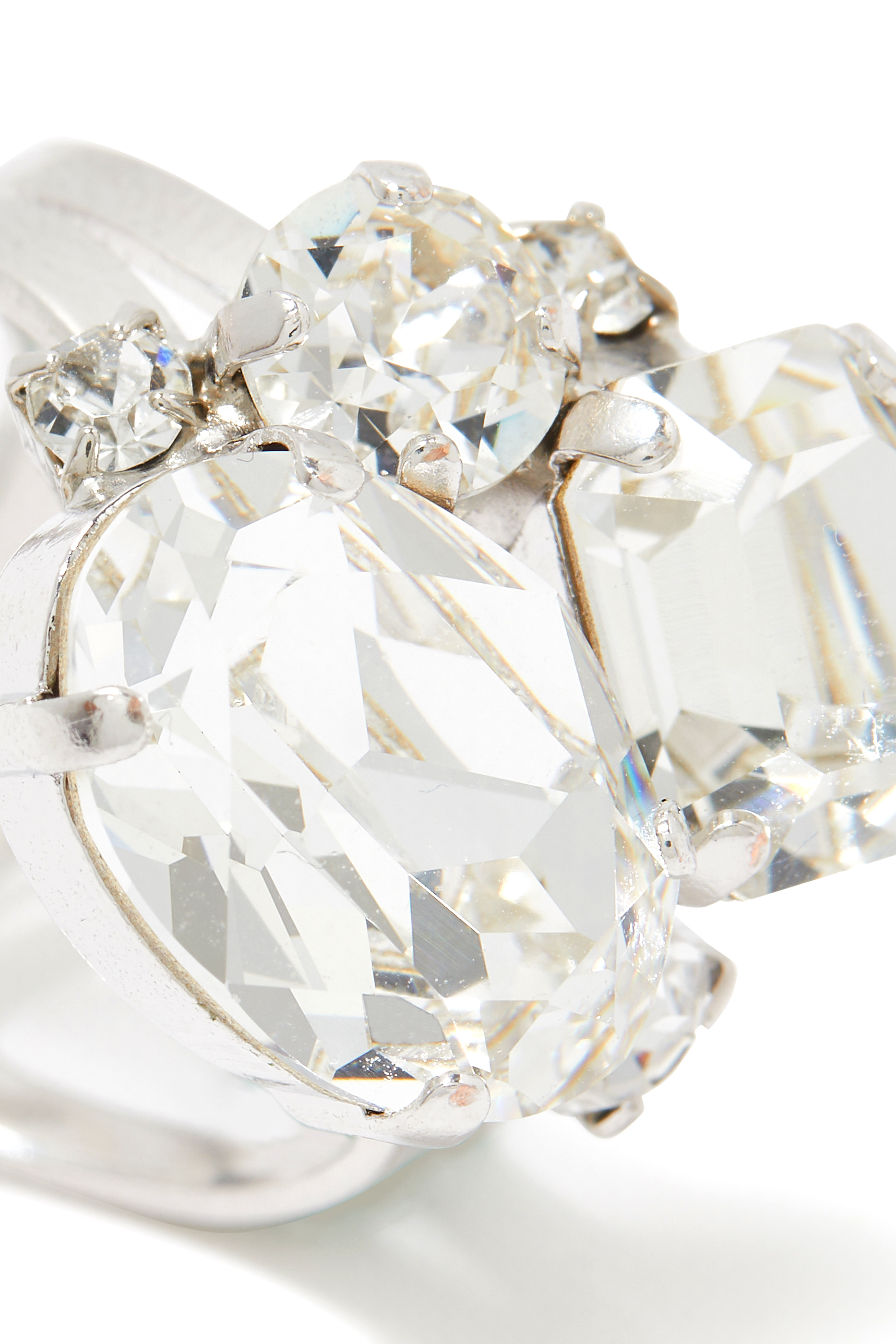 خاتم كارولينا صغير مرصع بكريستال سواروفسكي، طلاء بالروديوم وذهب عيار 18