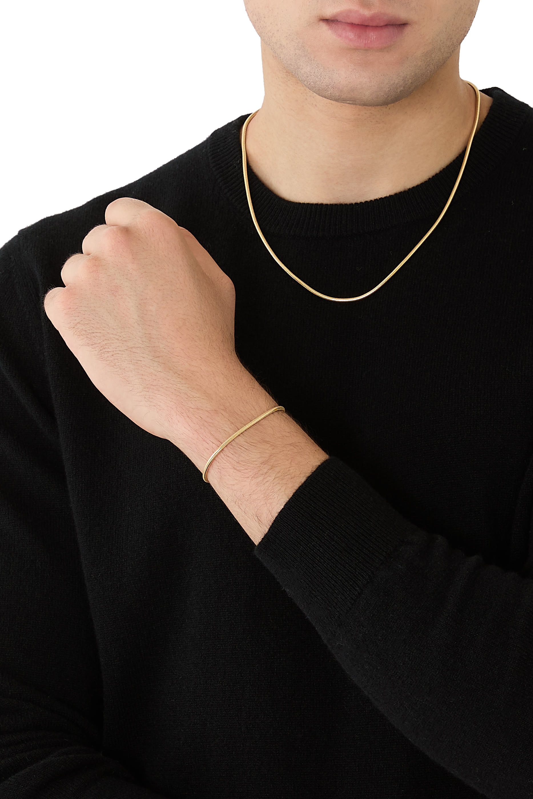 سوار سنيك بتصميم سلسلة، فضة استرلينية مطلية بالذهب عيار 14 قيراط