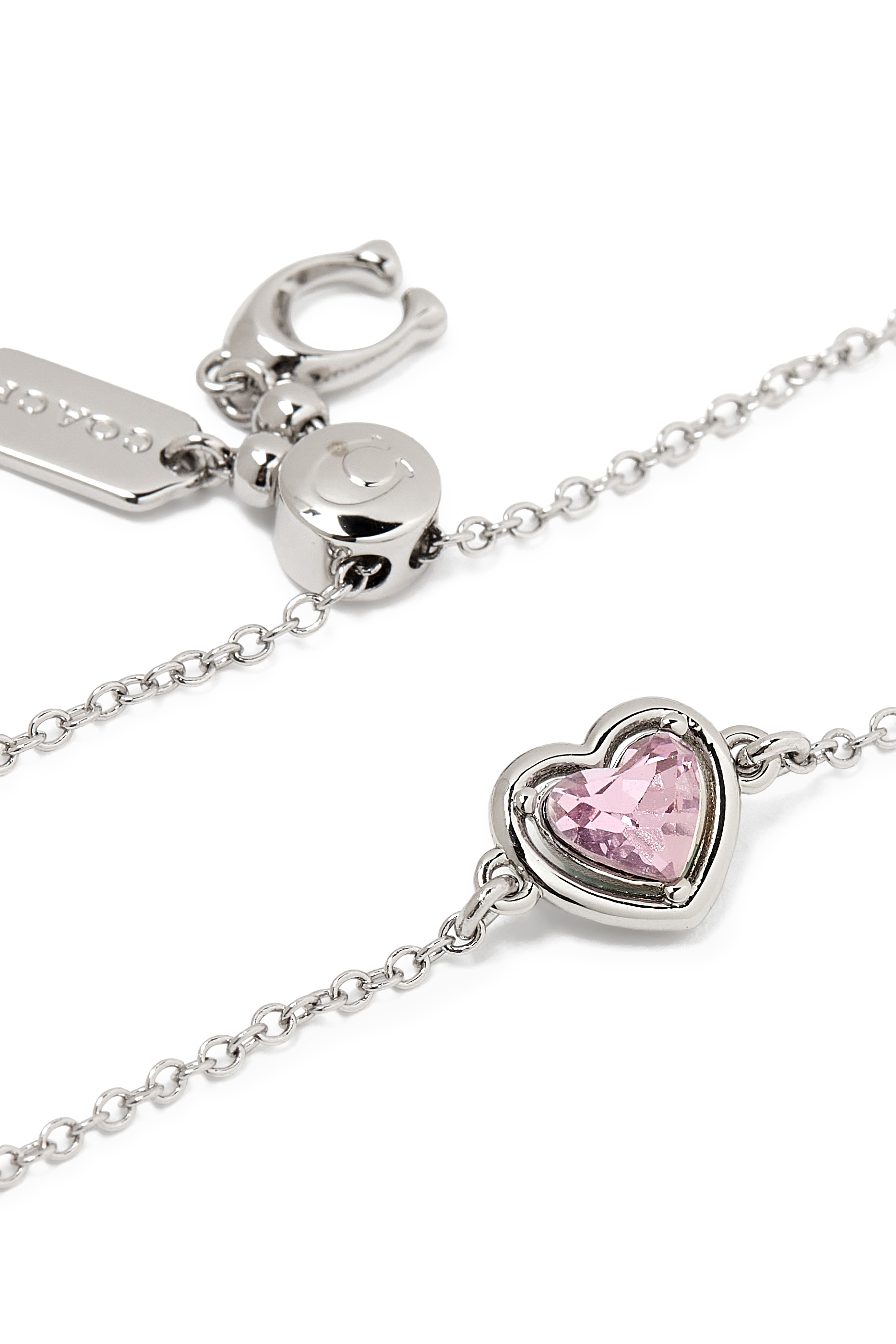 سوار هالو بحلية بتصميم قلب ومشبك متحرك، نحاس وكريستال زجاجي