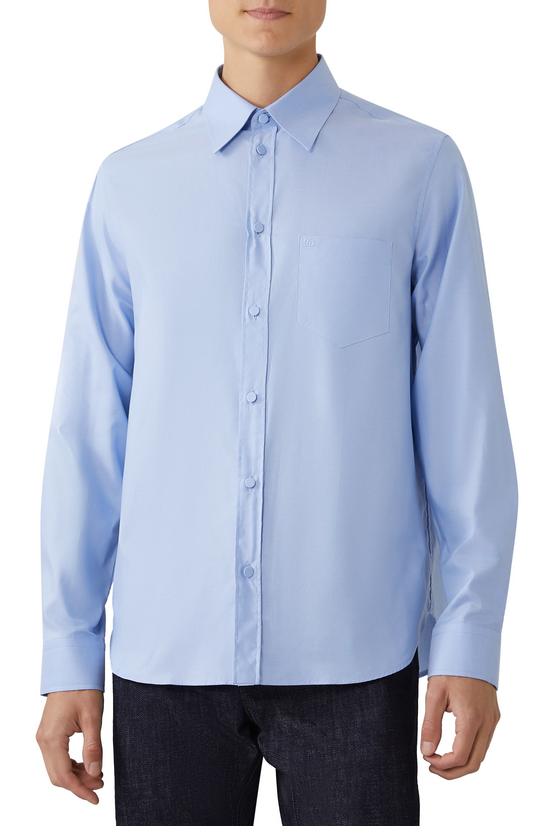 قميص أكسفورد قطن بشعار GG المطرز