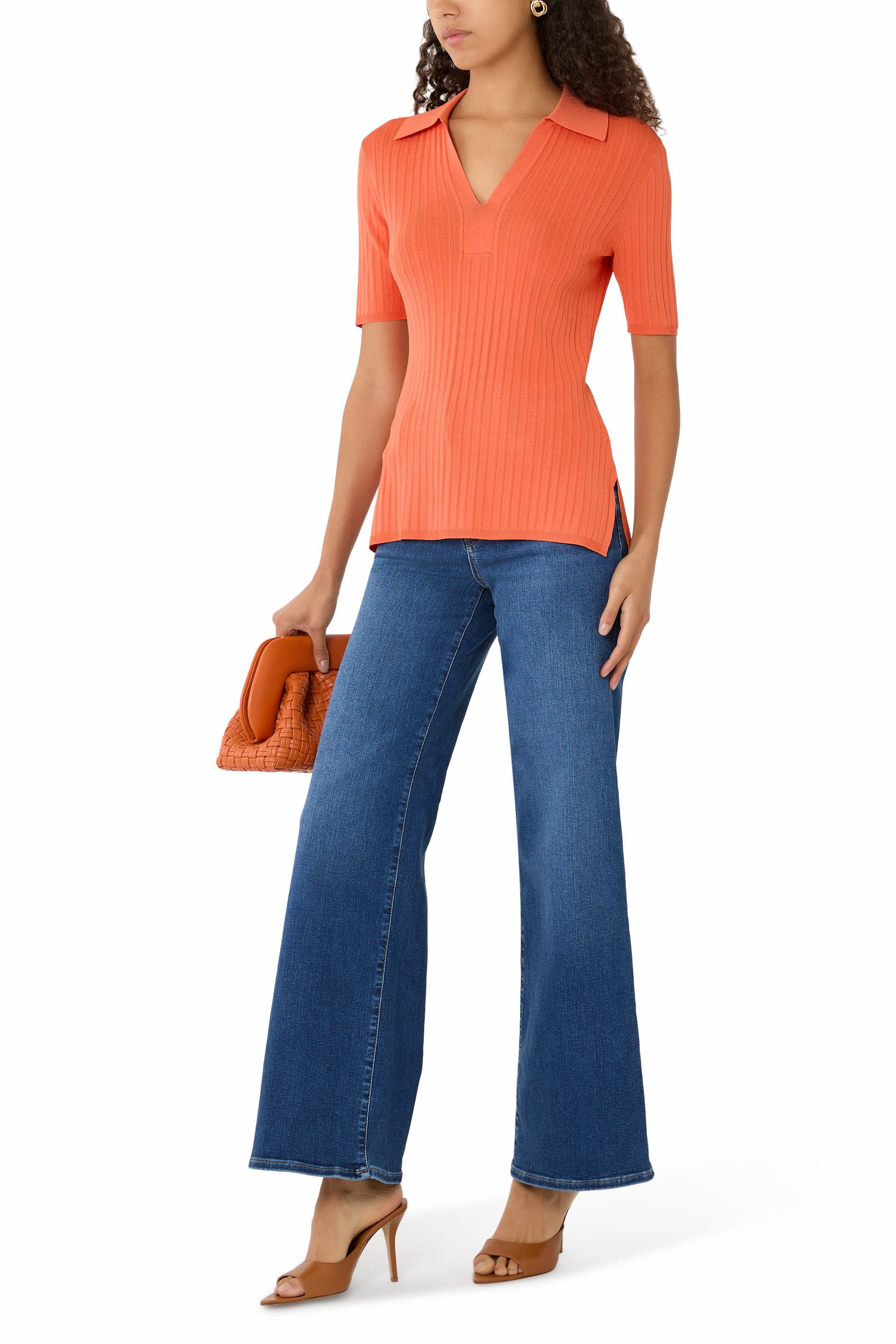 بلوزة بولو نسيج فيسكوز مضلع