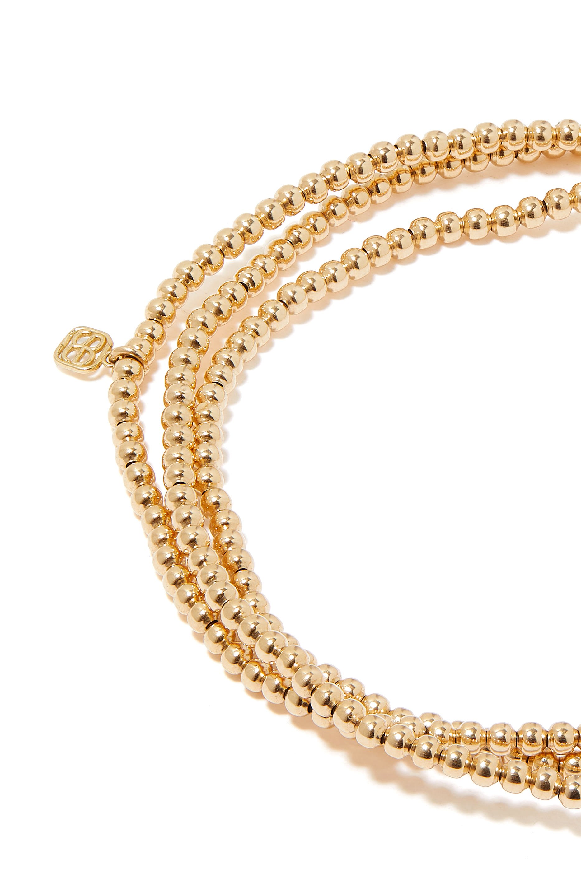 سوار بخرز وحلية بتصميم قلب ذهب أصفر عيار 14