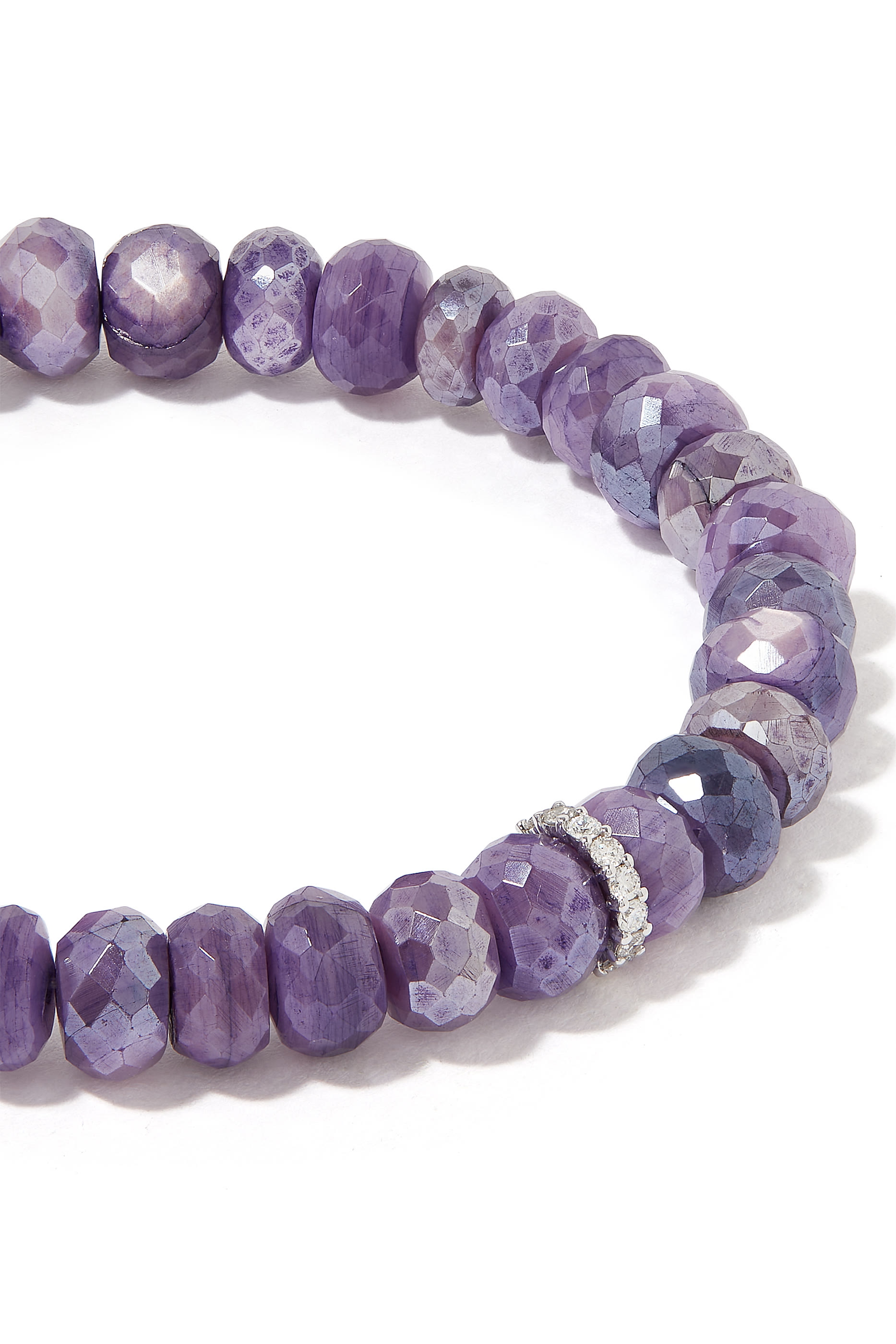 سوار كوكتيل إتيرنيتي صغير مزين بالماس وحجر القمر البنفسجي ذه ب أبيضعيار 14