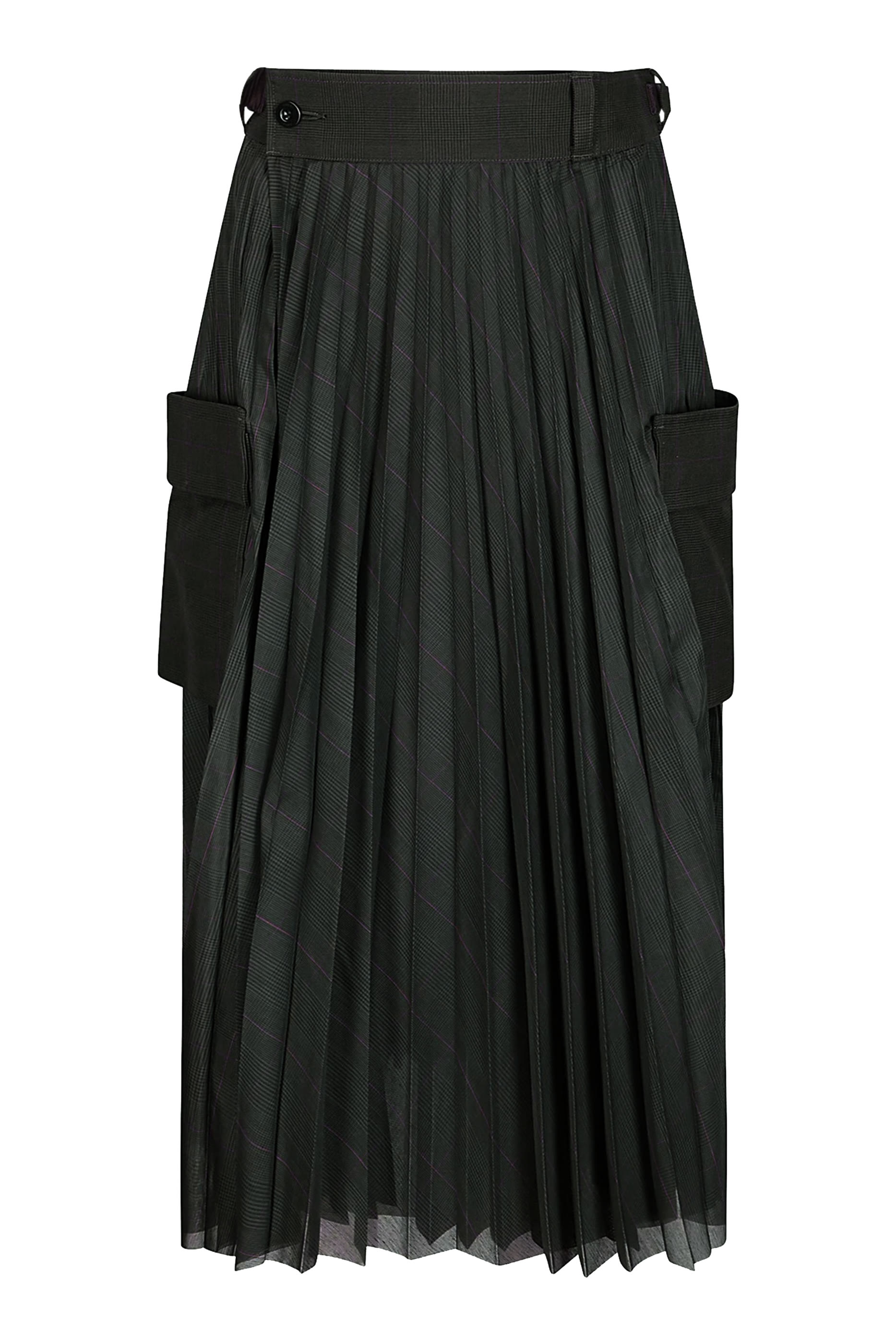 تنورة جلين بنقشة مربعات وطيات