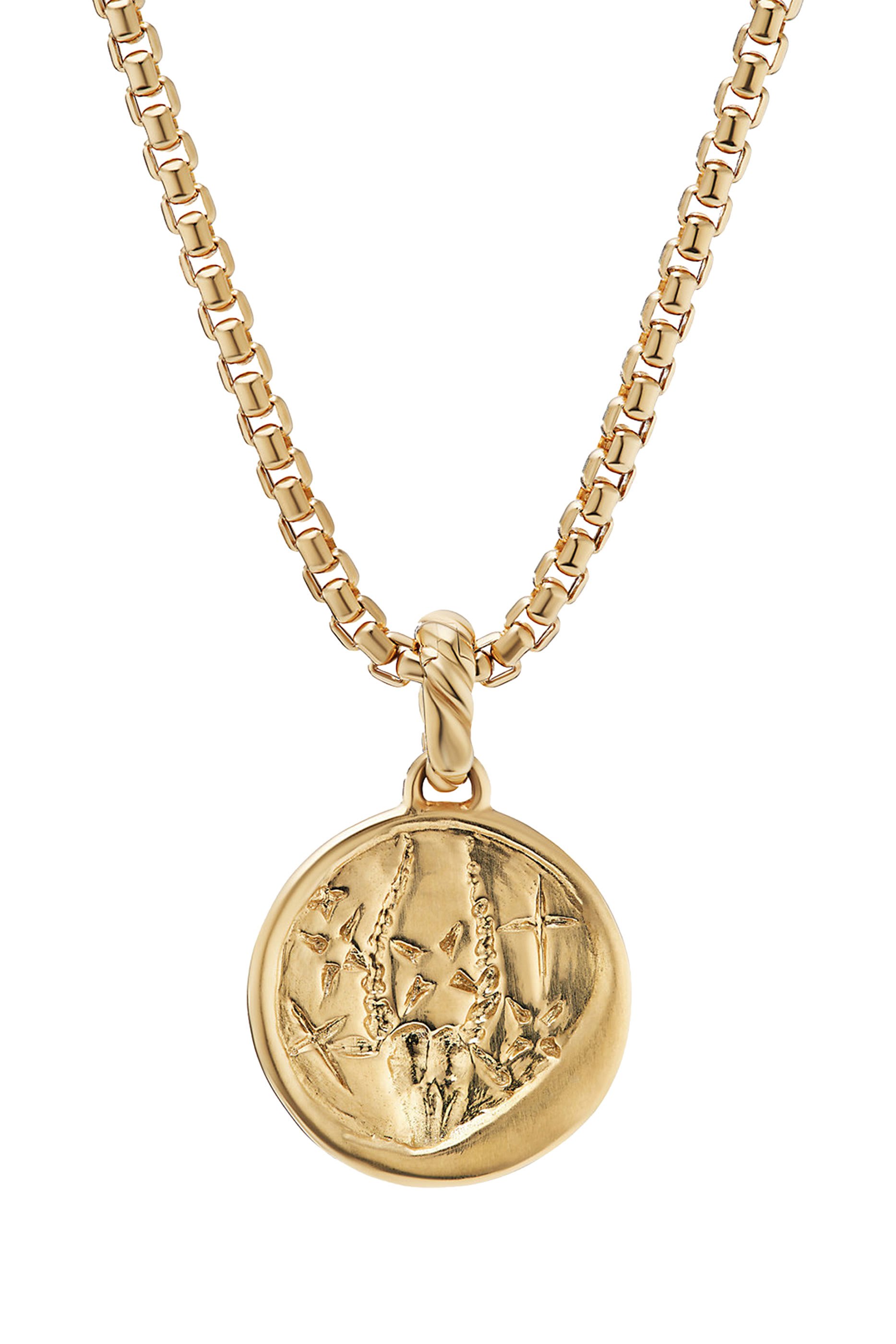 دلاية بتصميم شعار برج الجدي مرصعة بالماس ذهب أصفر عيار 18