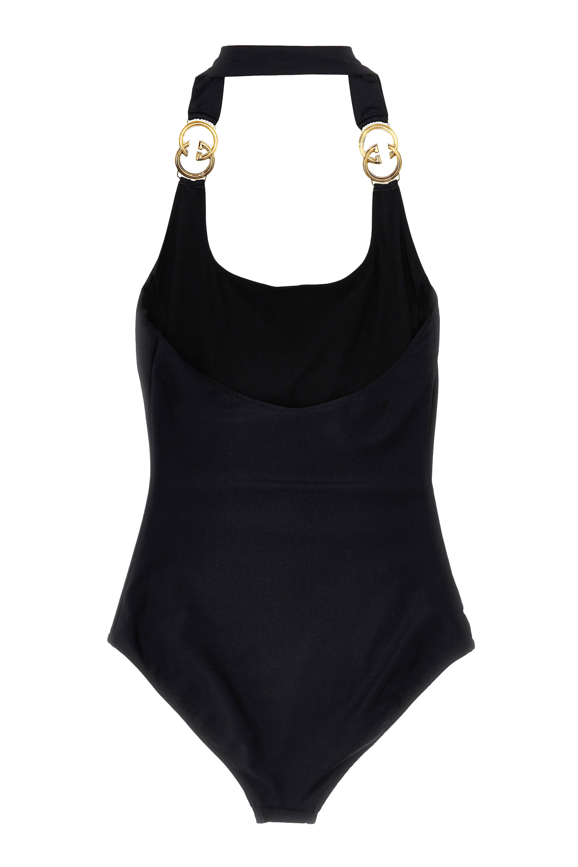 بدلة سباحة جيرسيه براق بحلية حرفي شعار الماركة بتصميم متداخل