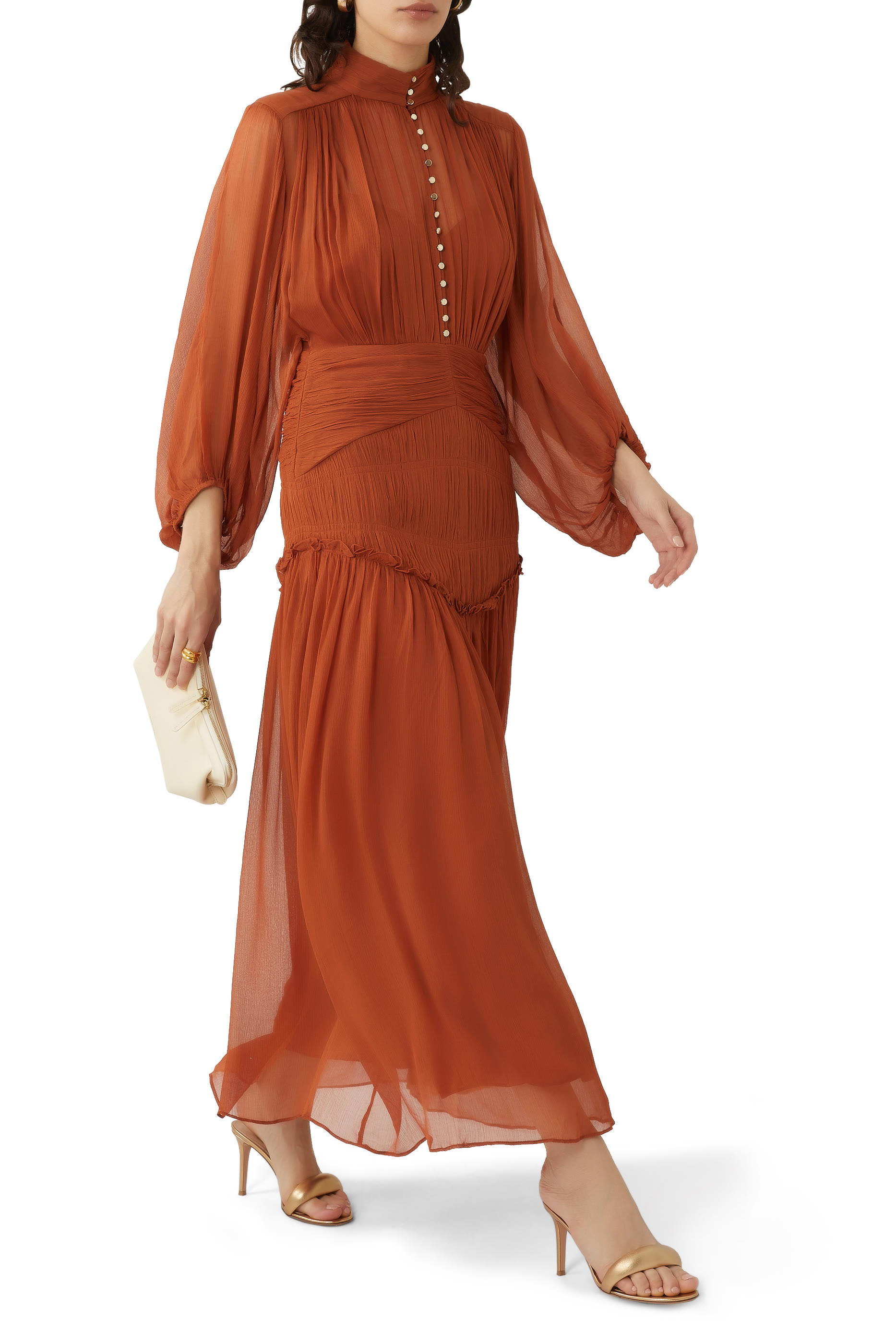 فستان نيومي متوسط الطول بأزرار إغلاق