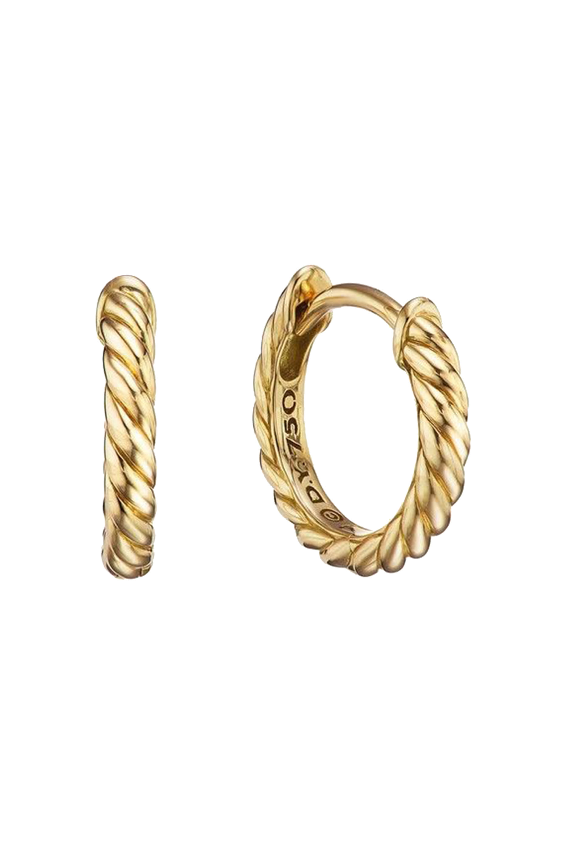 أقراط هاجي دائرية كابل سكالبتد، ذهب أصفر عيار 18