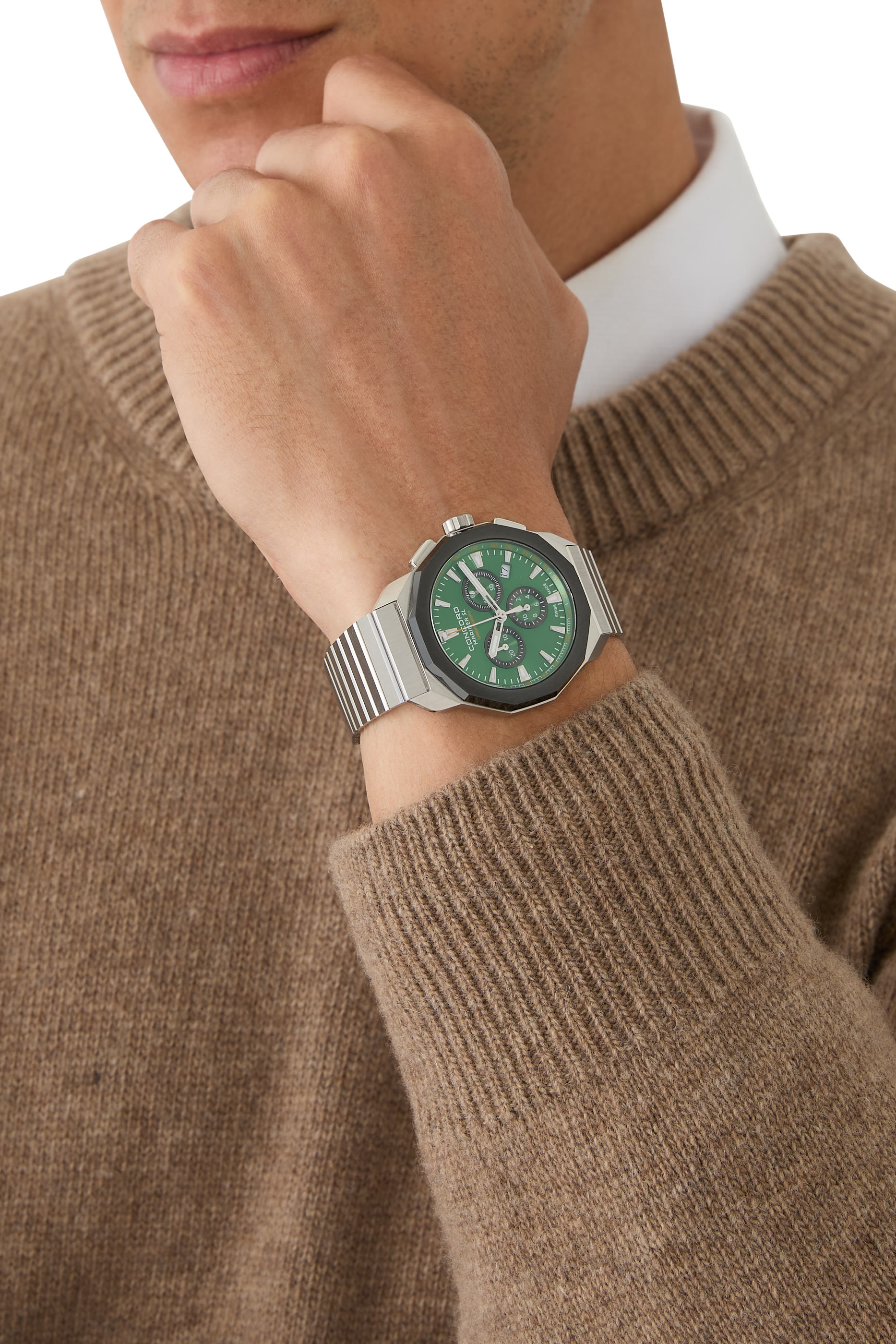 ساعة مارينر اس ال كرونوغراف كوارتز مزينة بكريستال ياقوتي، ستانلس ستيل