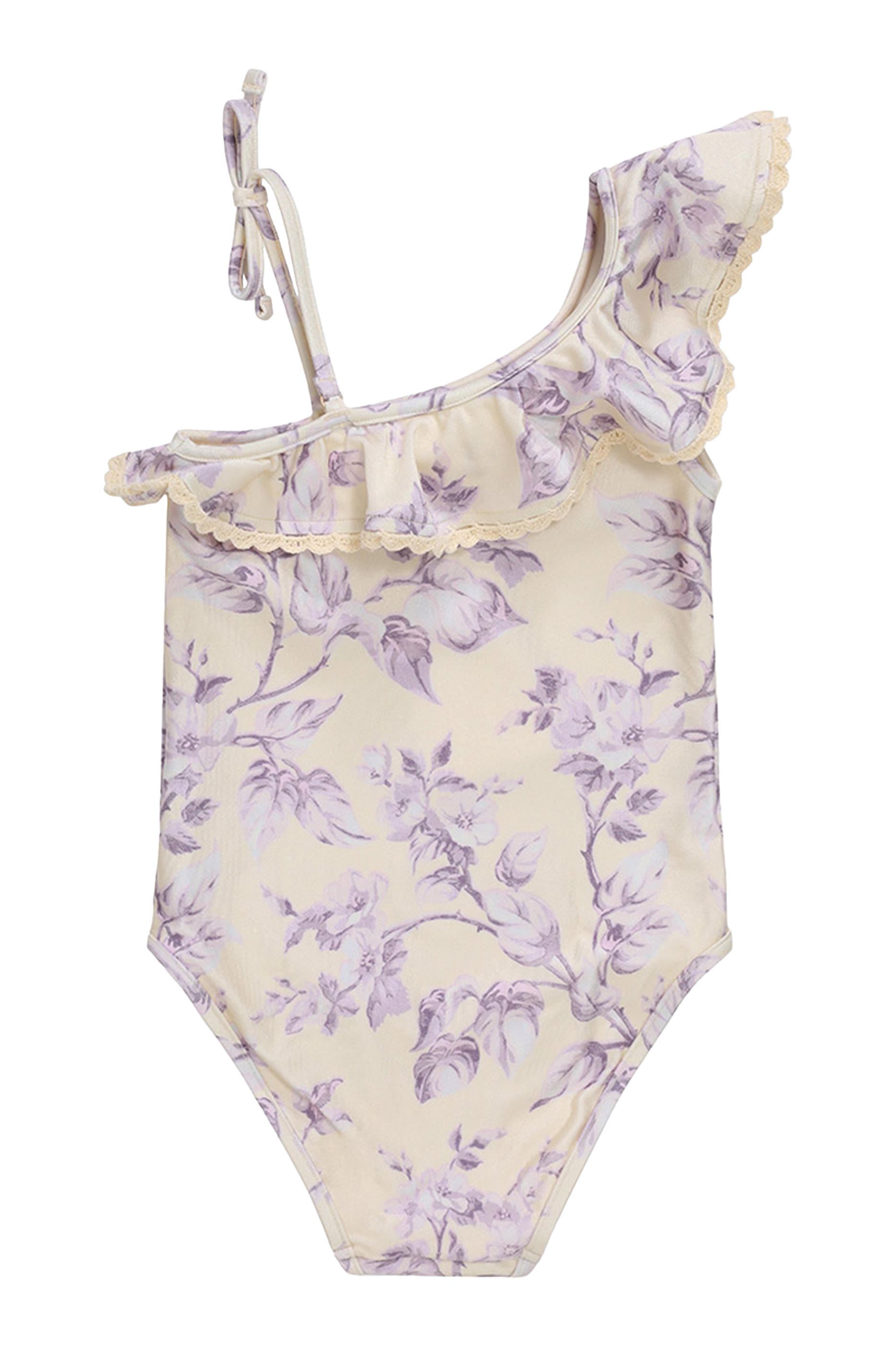 بدلة سباحة بتصميم قطعة واحدة بحافة كشكش للأطفال