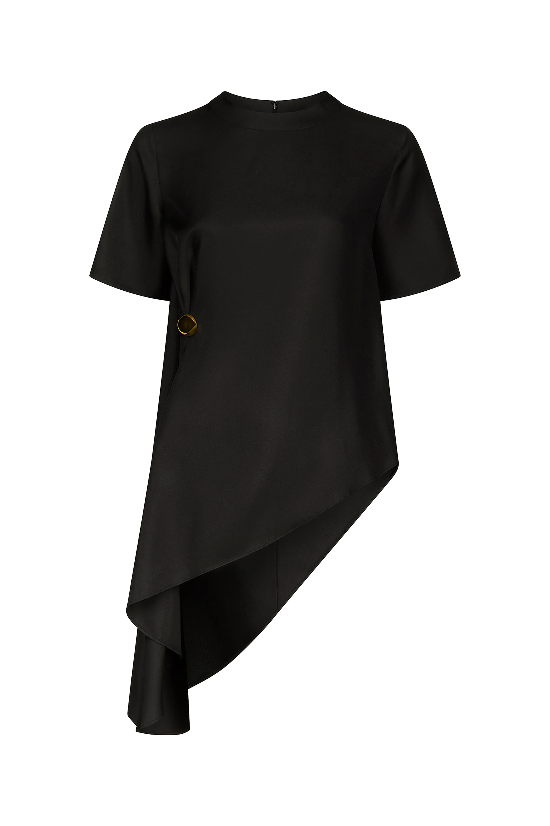 بلوزة ميديا بتصميم غير متماثل حرير تويل