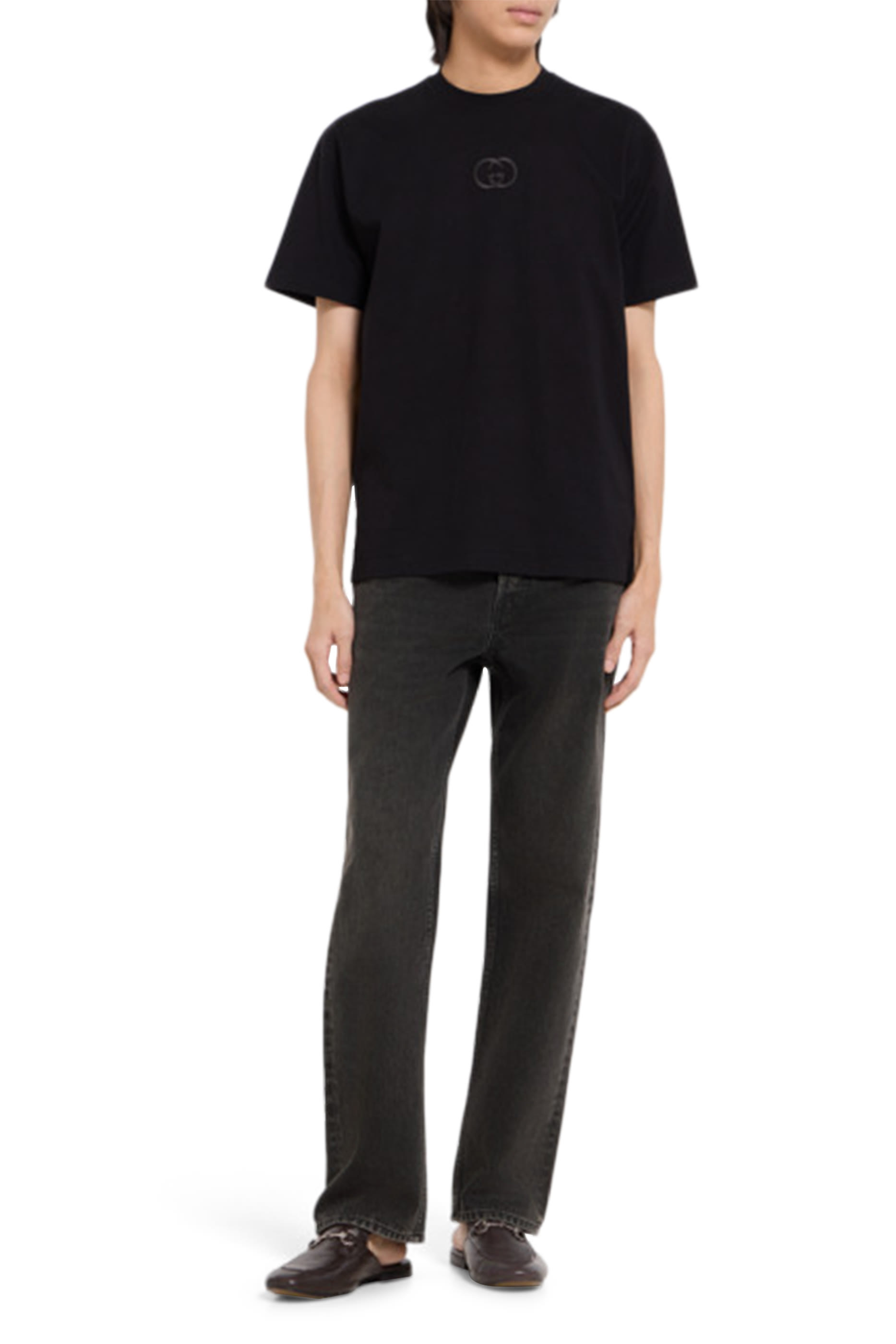 Cotton Jersey T-Shirt with Interlocking G Embroidery