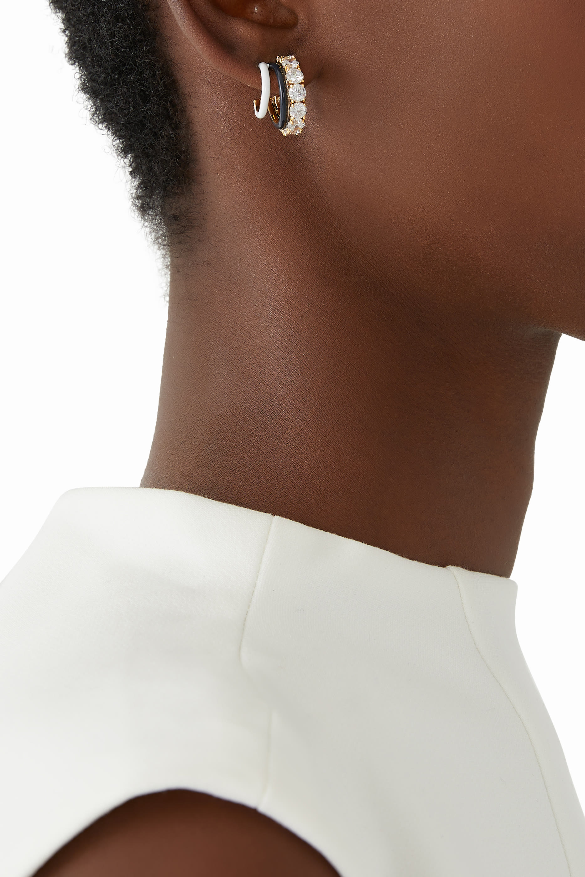 أقراط هاجي هينت اوف شيمر بتصميم متعدد الطبقات مرصعة بأحجار زركونيا معدن مطلي