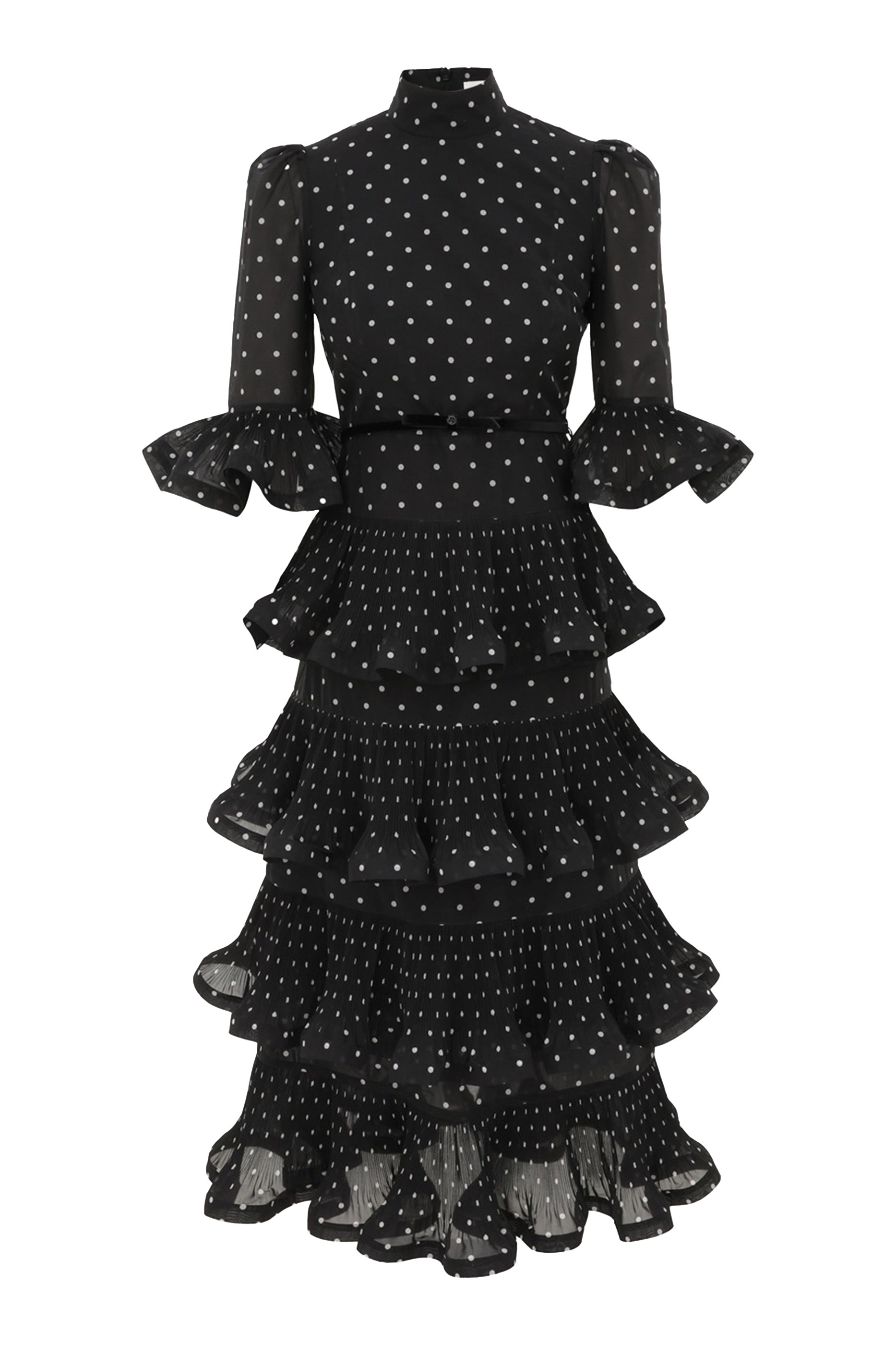 Pleated Sleeved Midi Dress