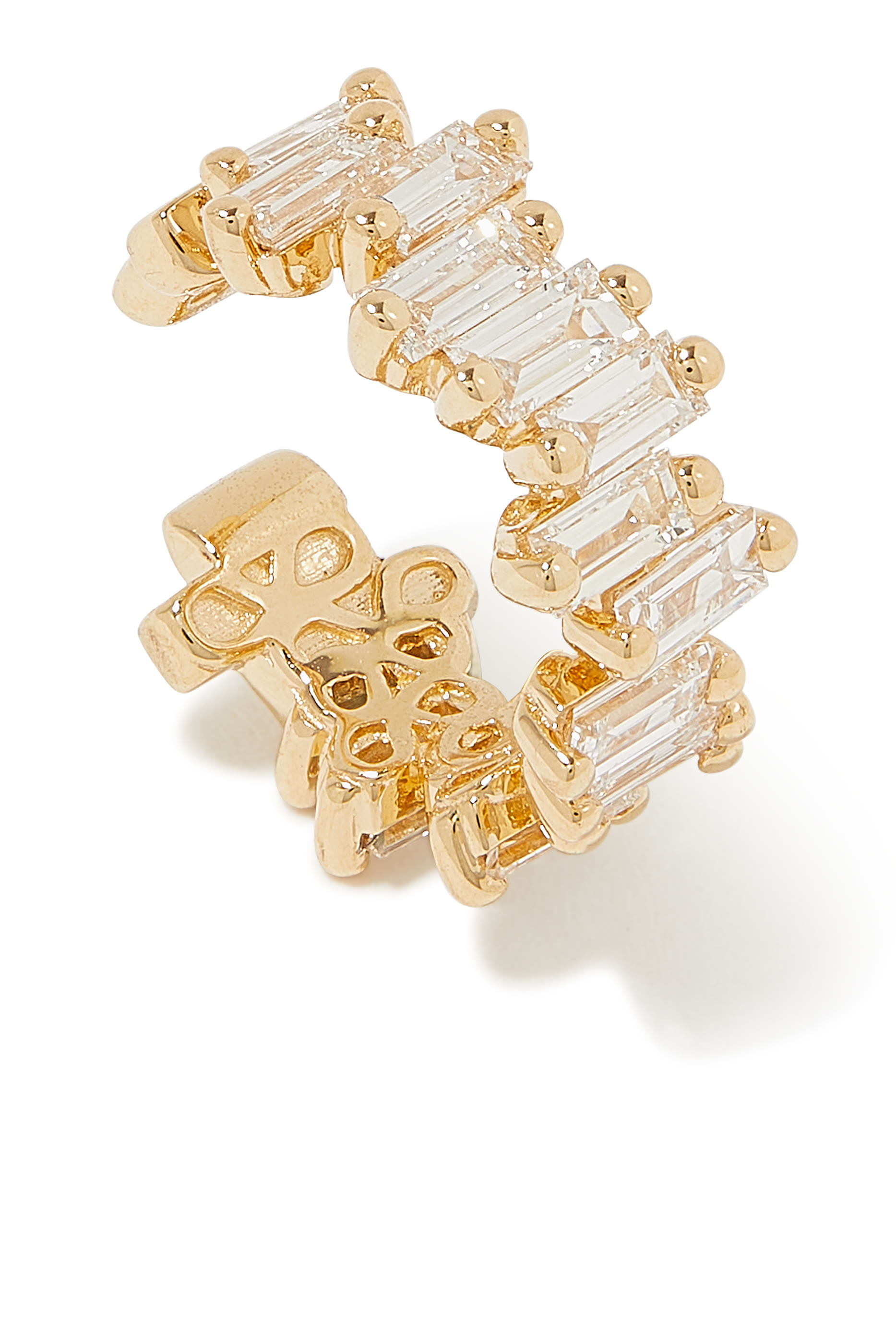 قرط مرصع بالماس ذهب أصفر عيار 18