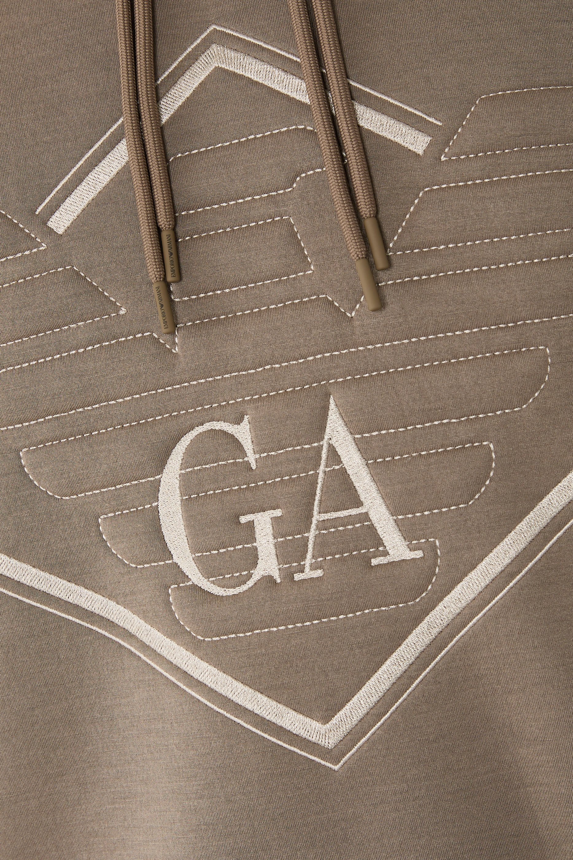 سويت شيرت بغطاء رأس وشعار الماركة بحجم كبير جيرسيه مزدوج