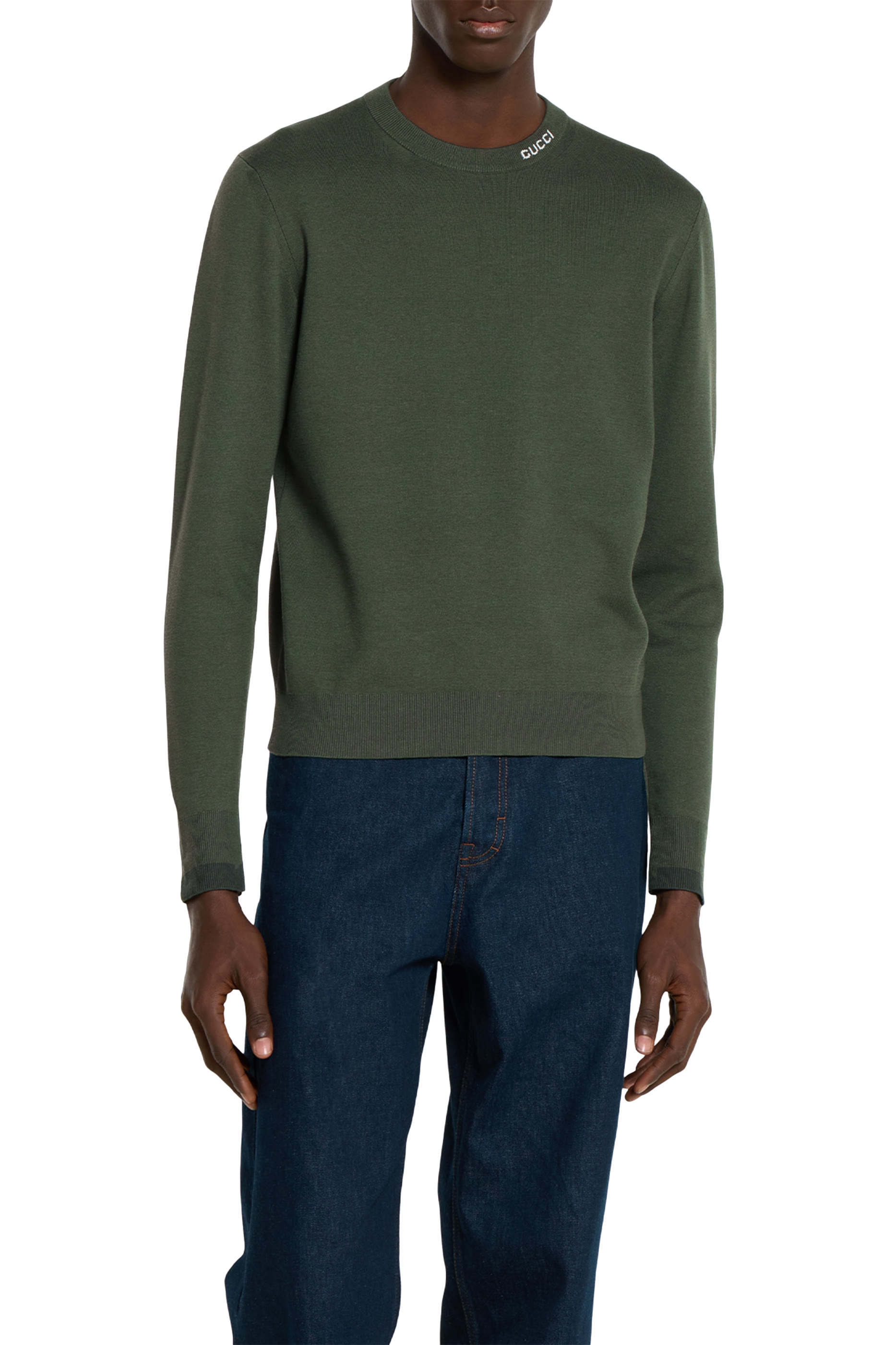 كنزة منسوجة حرير وقطن