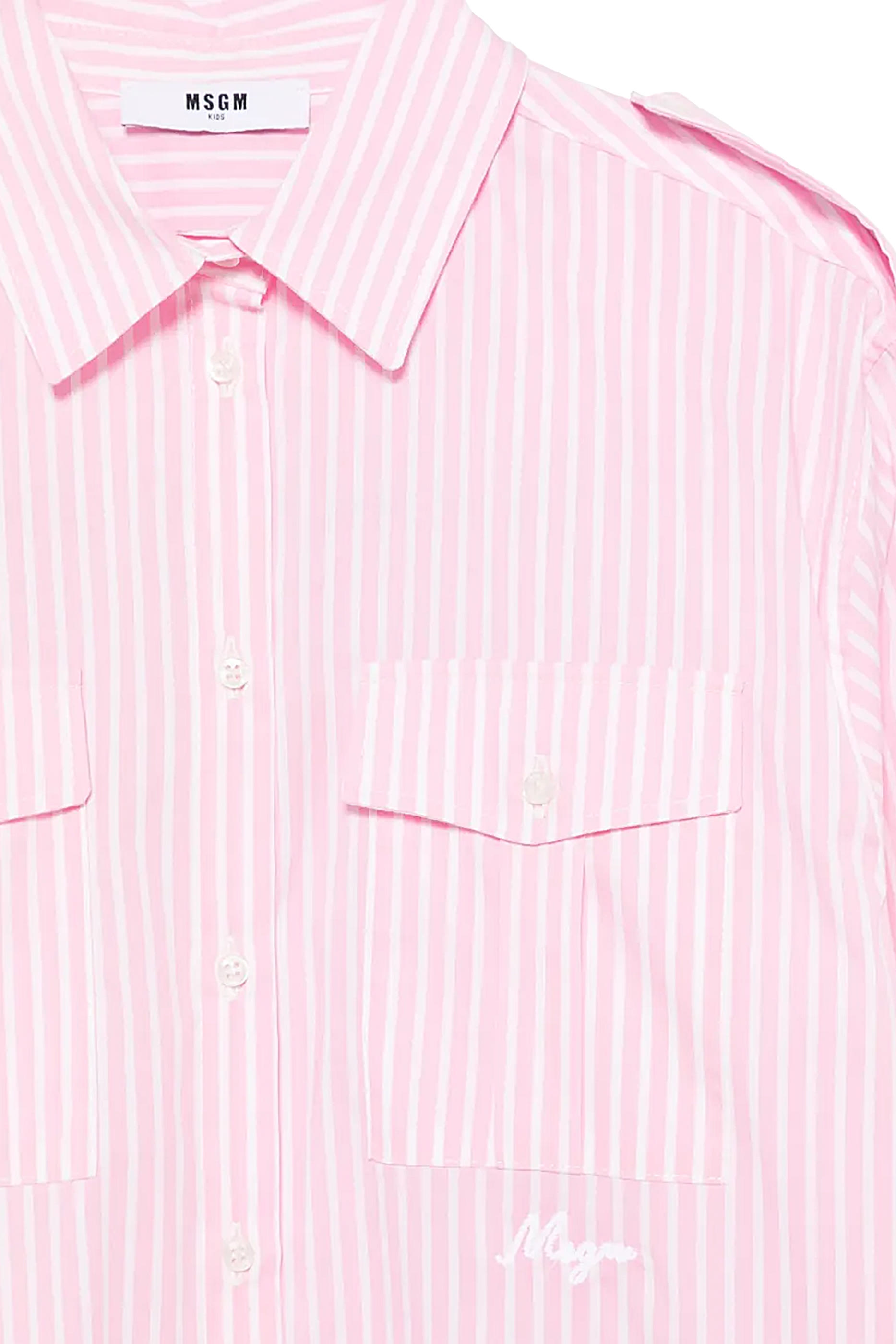 فستان بتصميم قميص مخطط عموديا بوبلين للأطفال