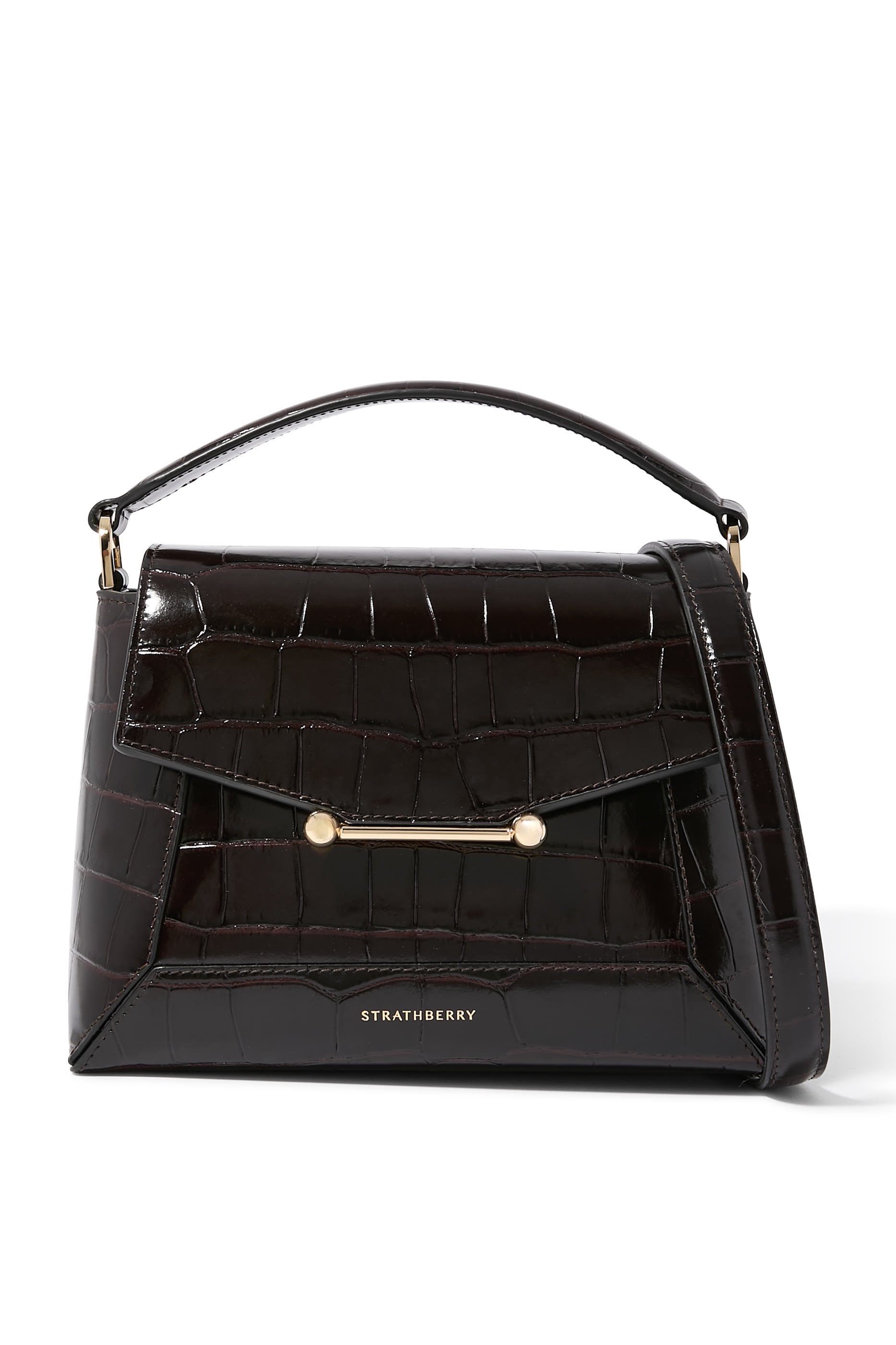 حقيبة يد بنقشة جلد التمساح متوسطة