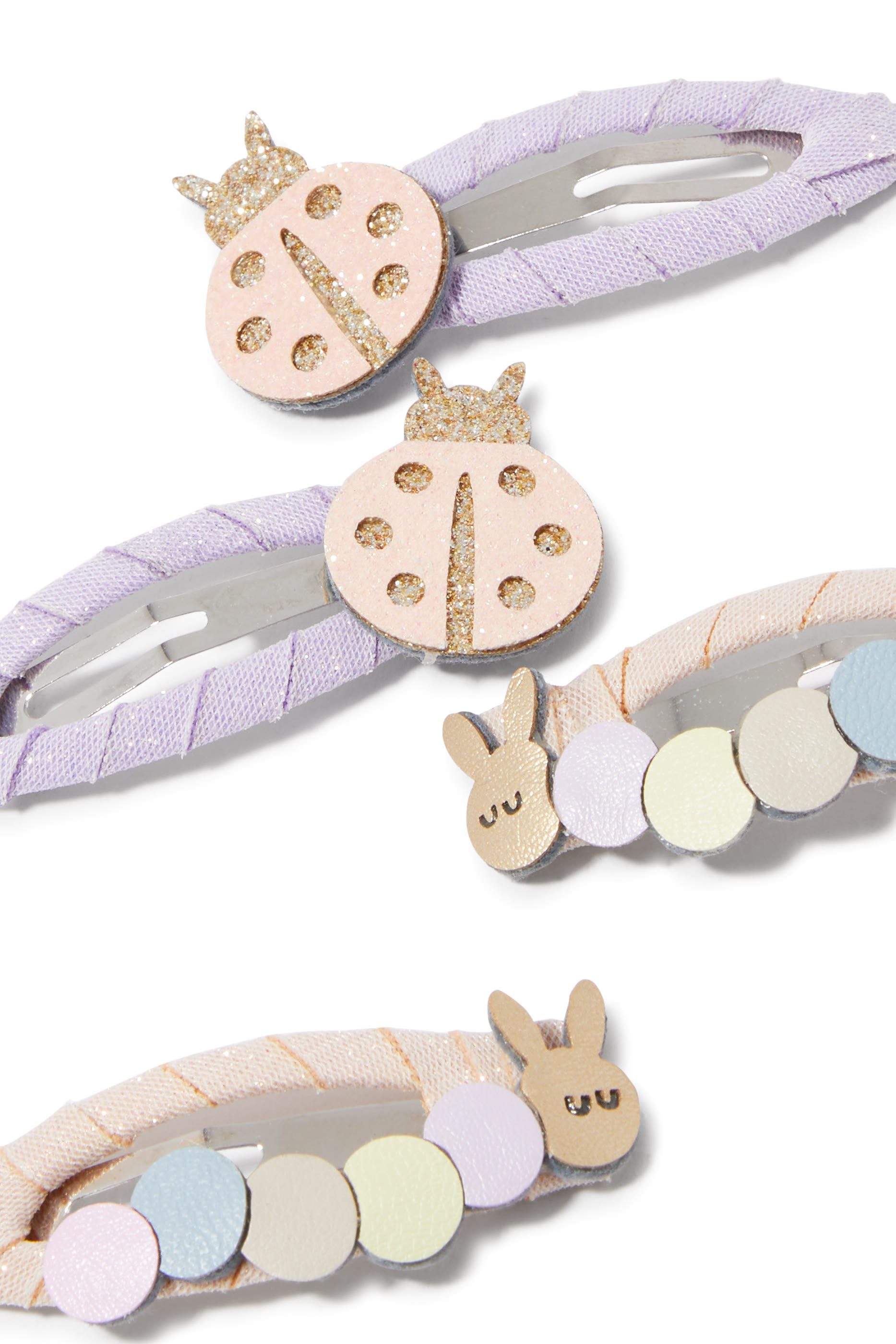 مشابك شعر بتصميم خنفساء و يرقة للأطفال