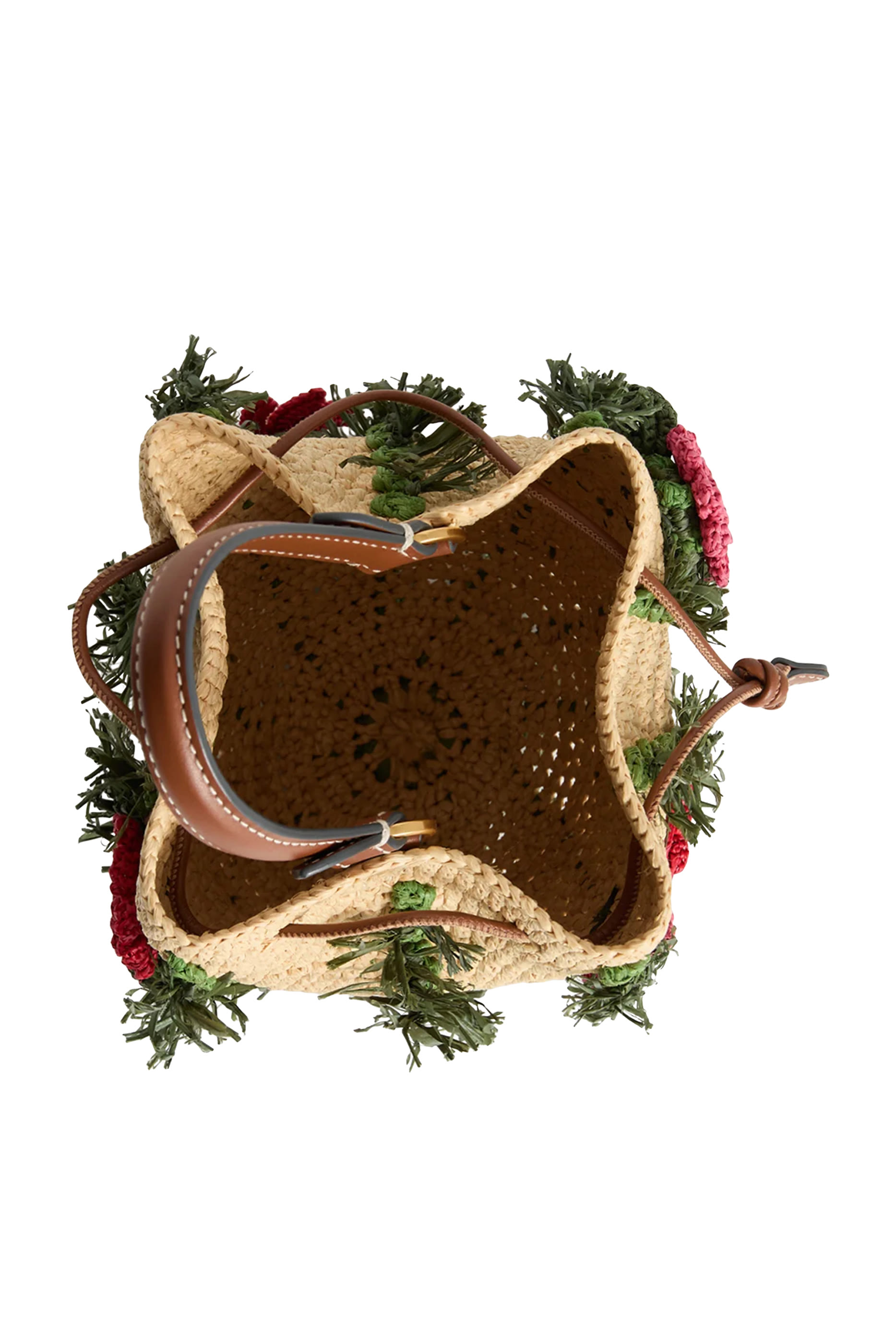 حقيبة باكيت مزينة بأزهار رافيا