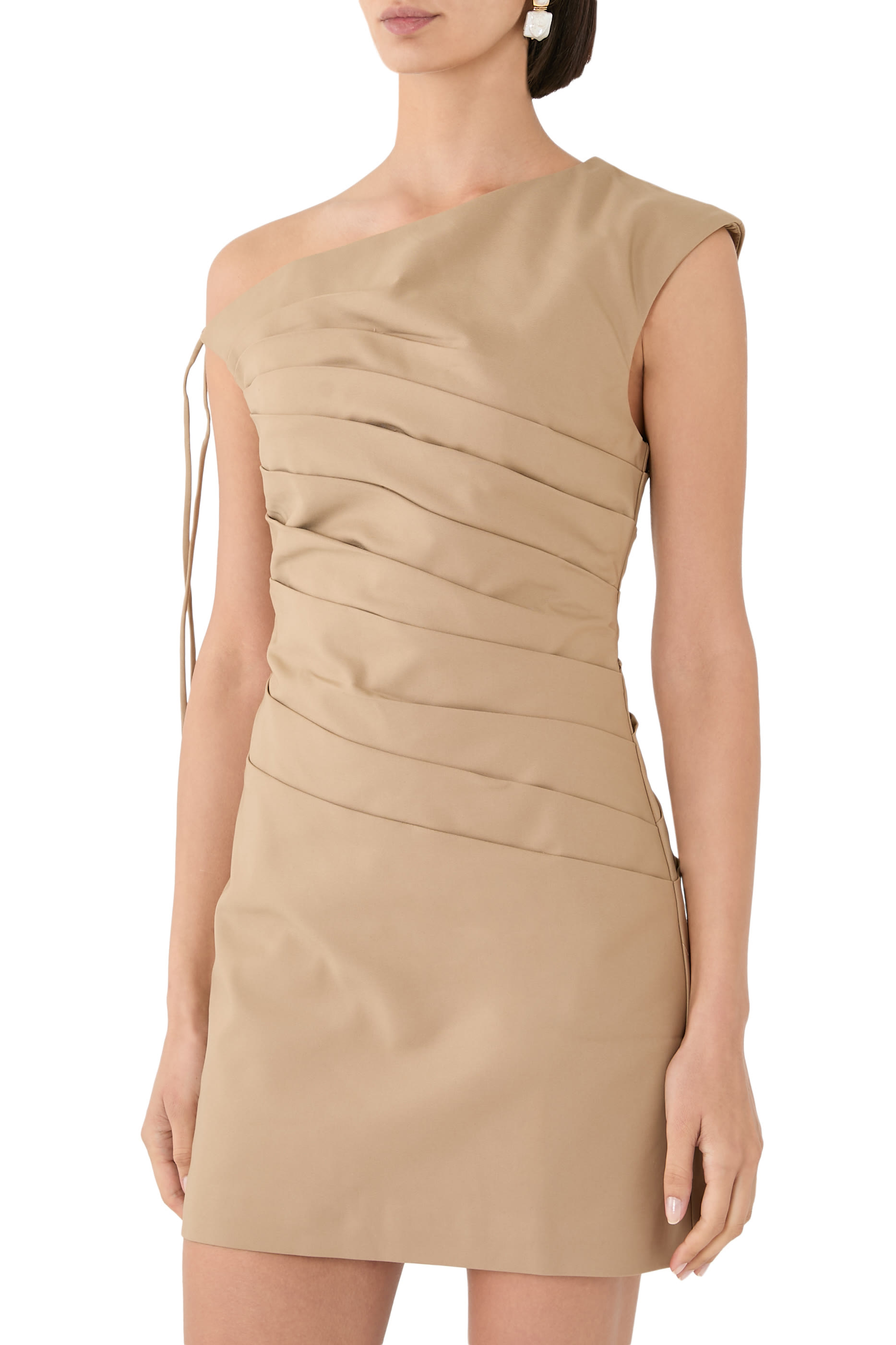 فستان لاني متوسط الطول بتصميم غير متماثل