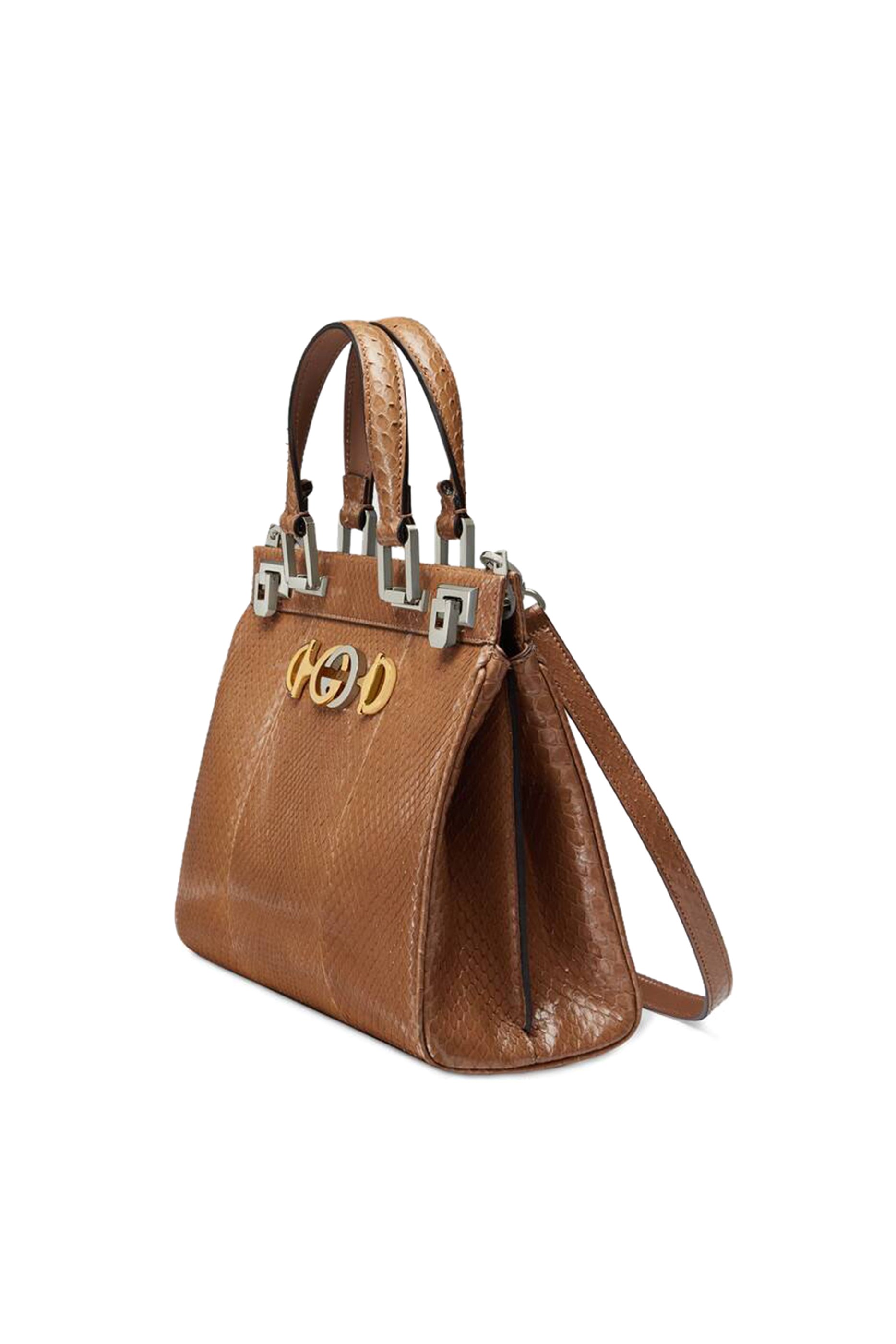 حقيبة يد زومي صغيرة جلد أفعى بيد علوية