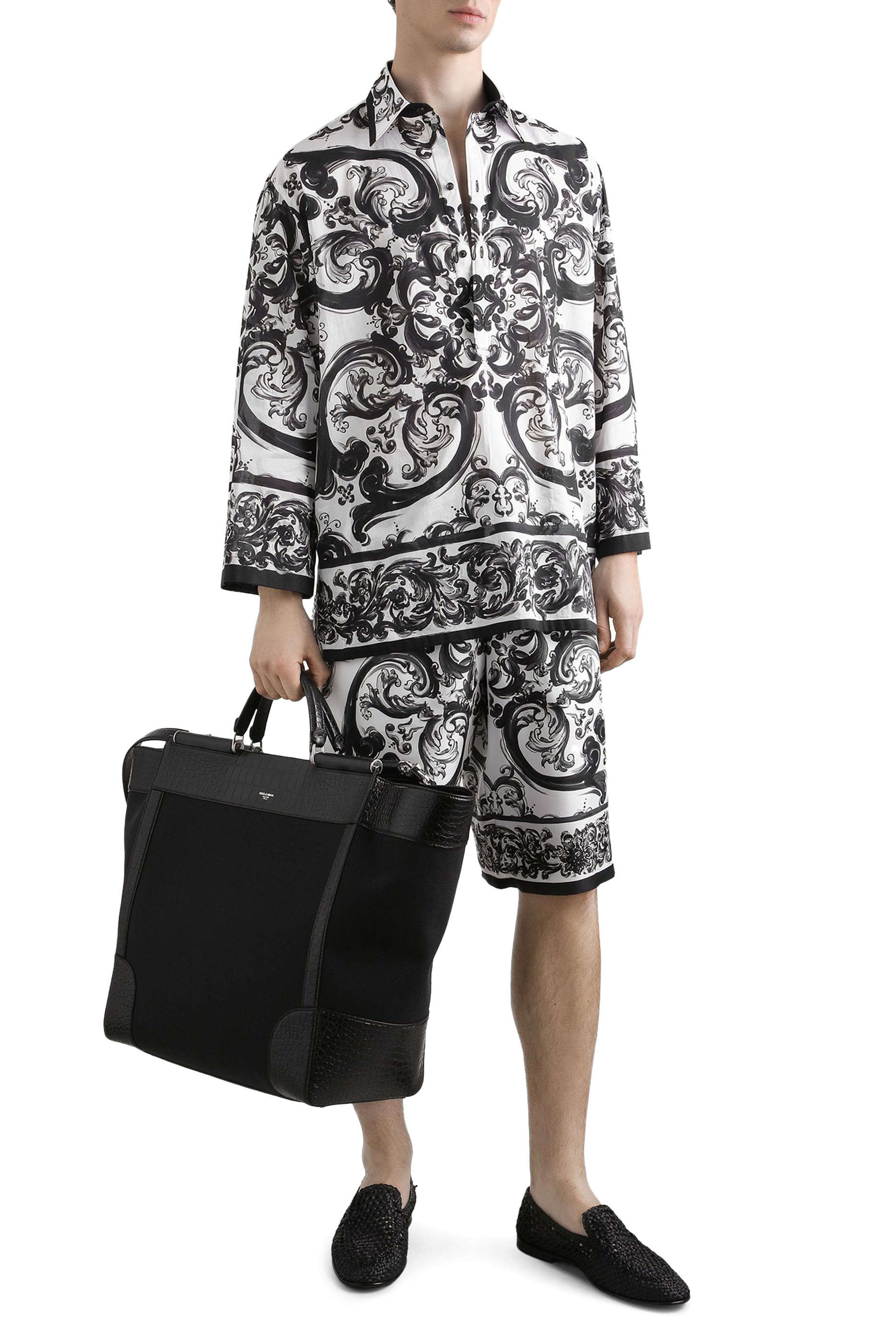 شورت بنقشة مايولكا حرير تويل