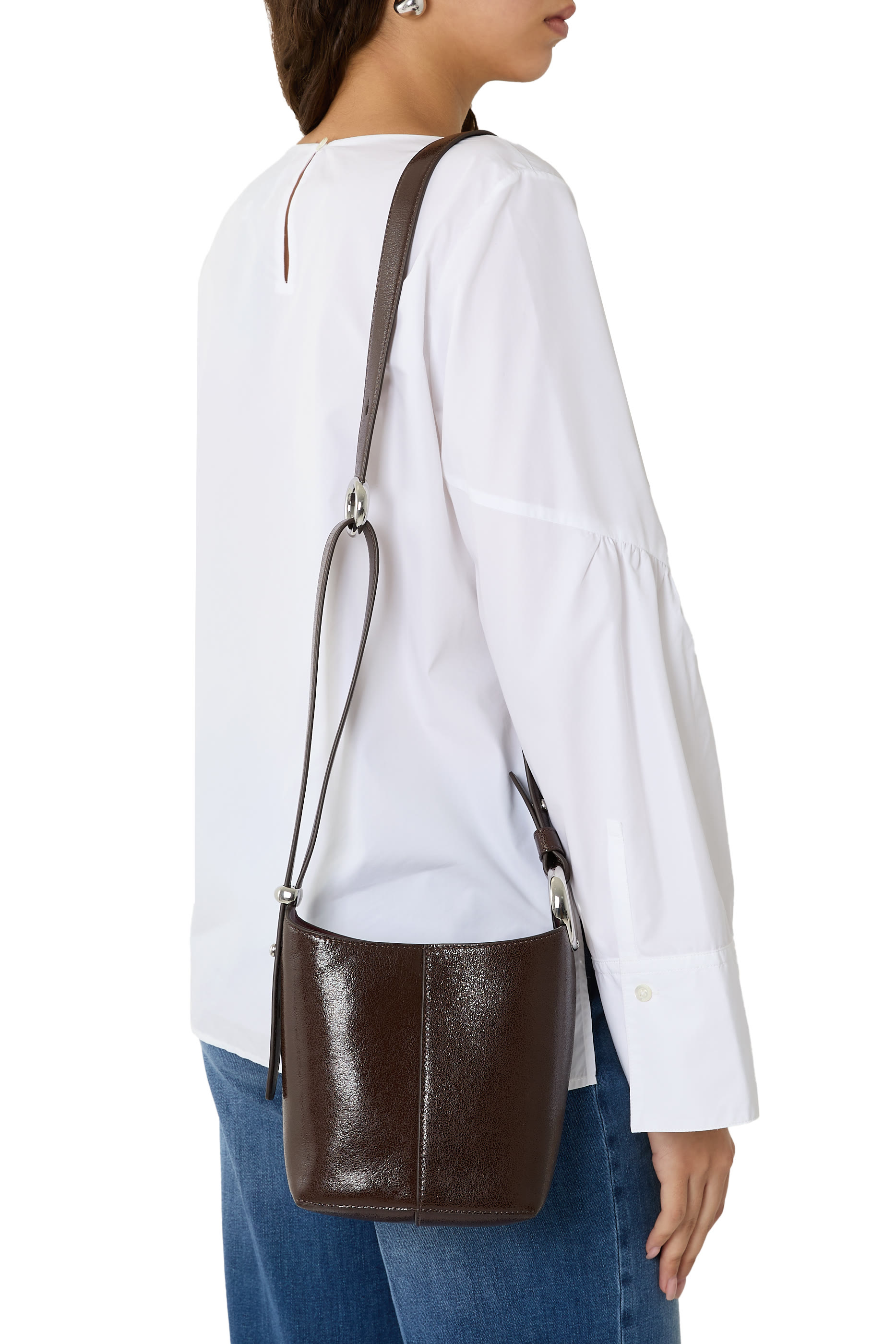 حقيبة باكيت هالو صغيرة جلد لامع