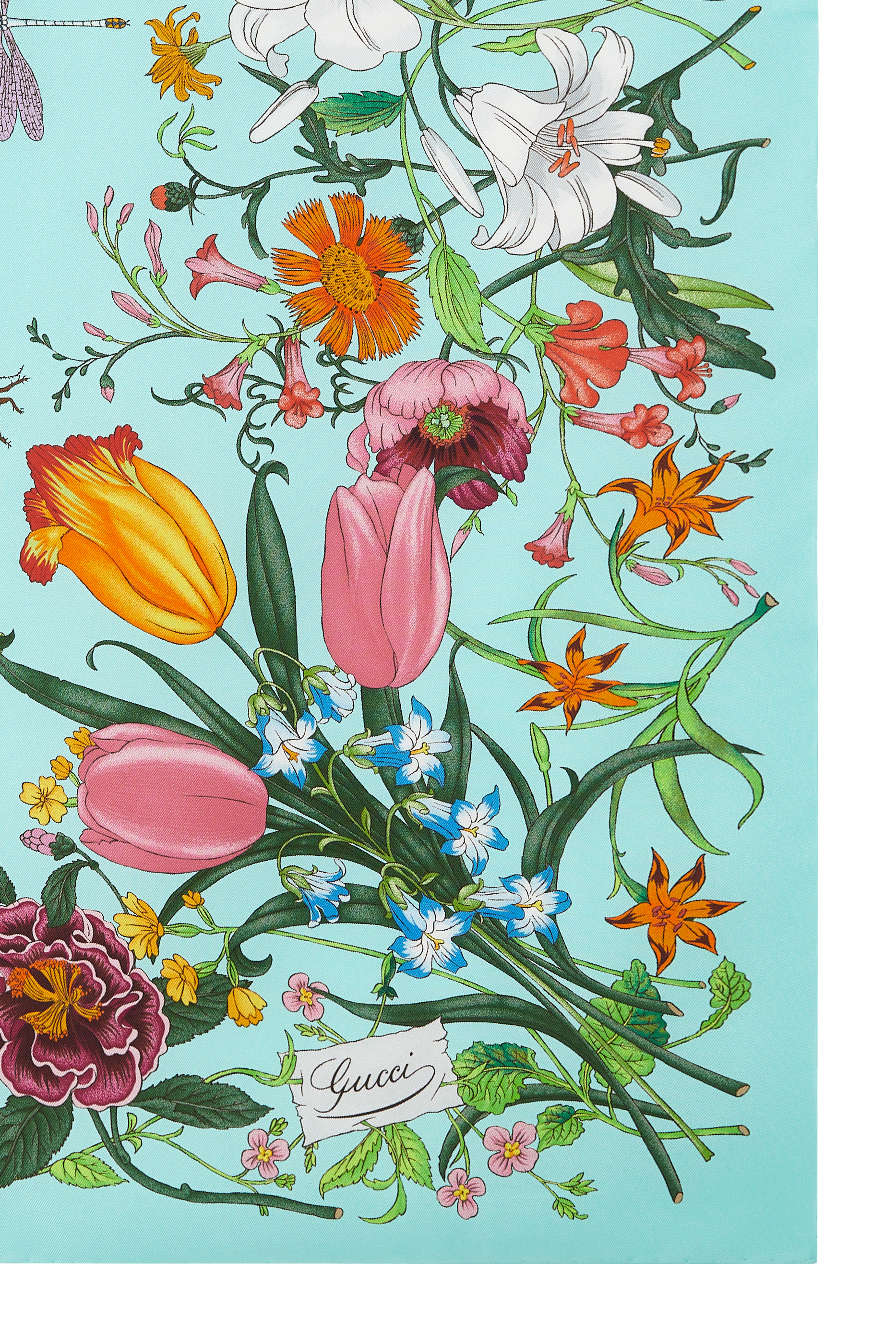 وشاح حرير بطبعات زهور