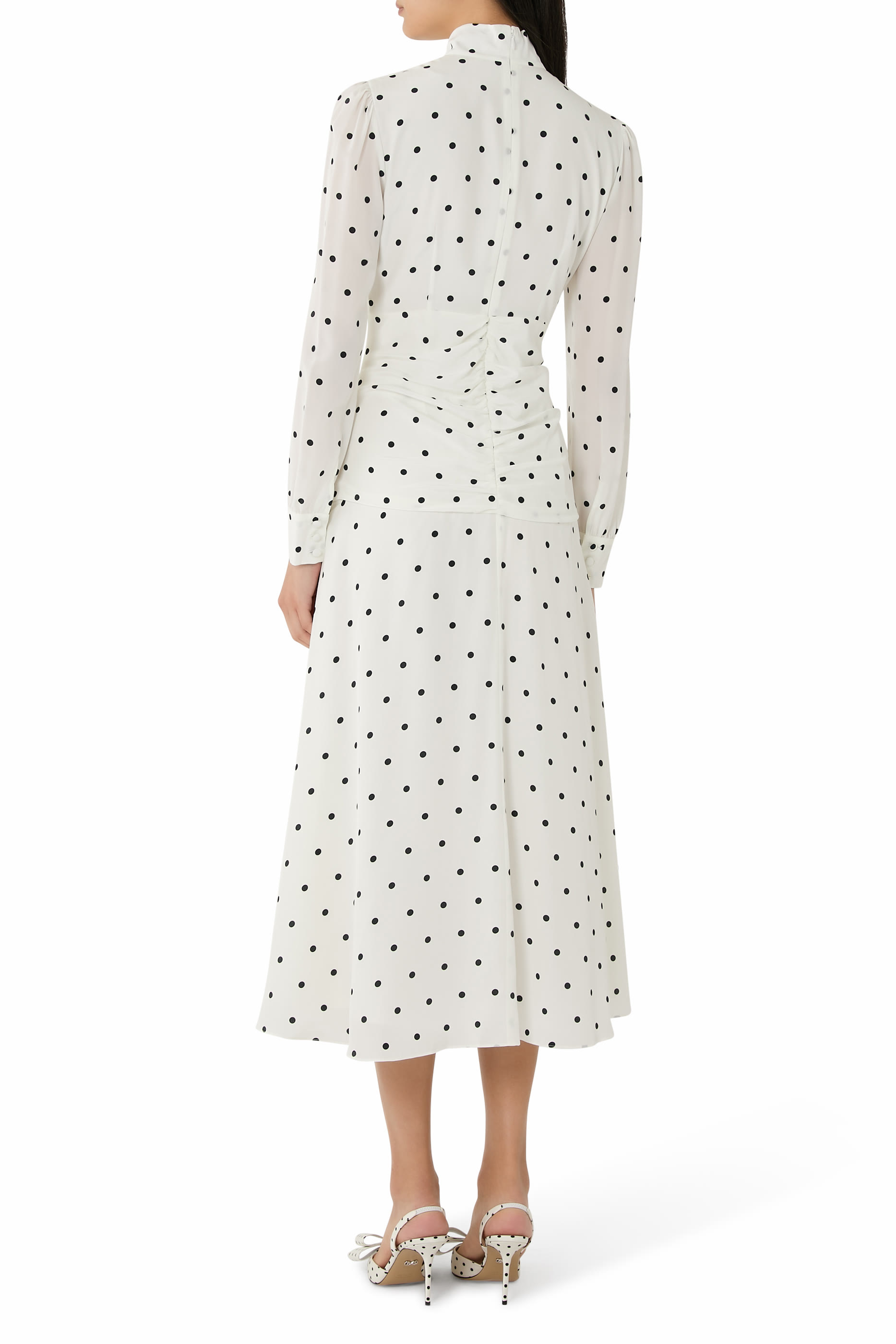 Polka Dot High-Neck Dress