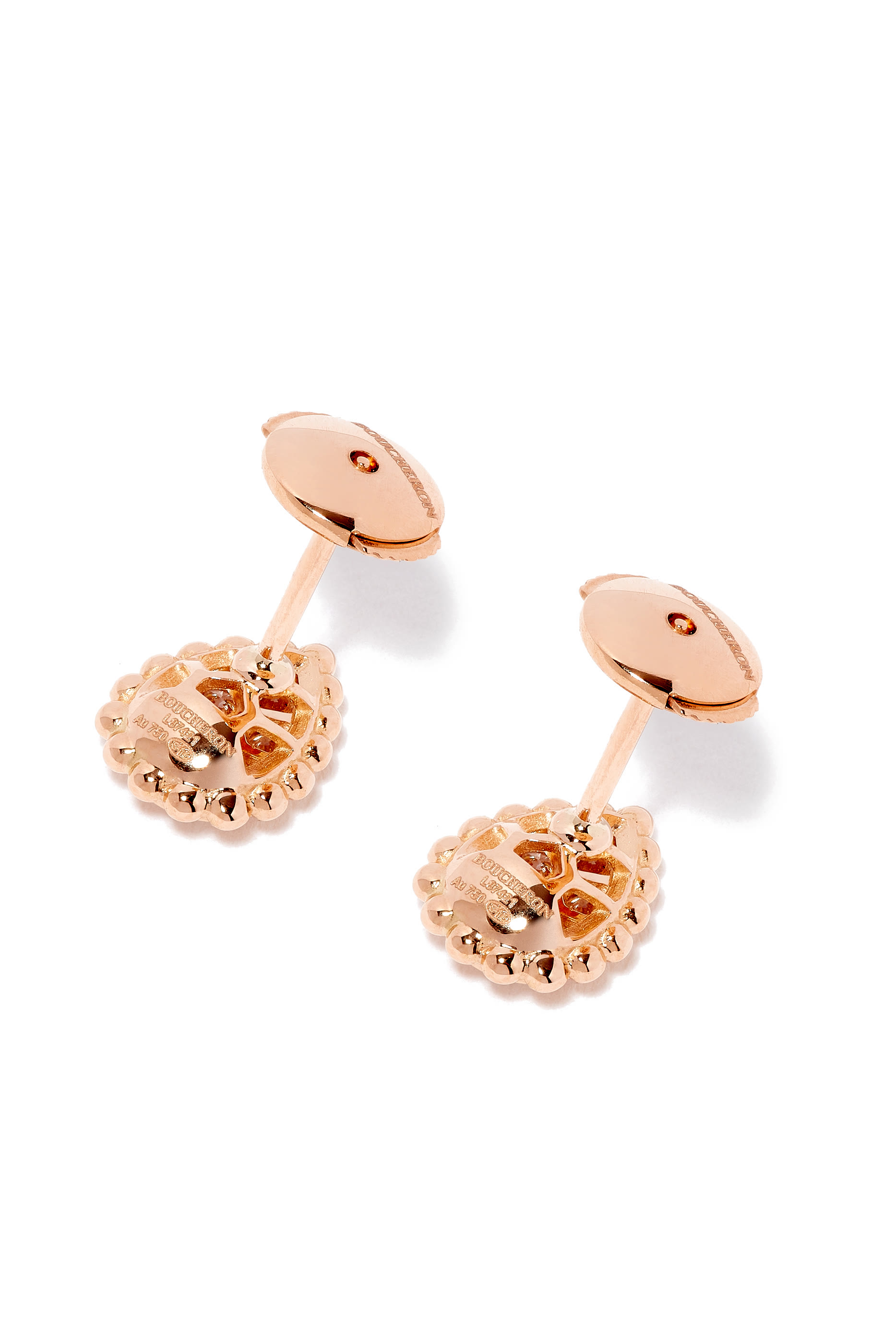 أقراط سيربنت بوهيم XS مرصعة بماس بافيه، ذهب وردي