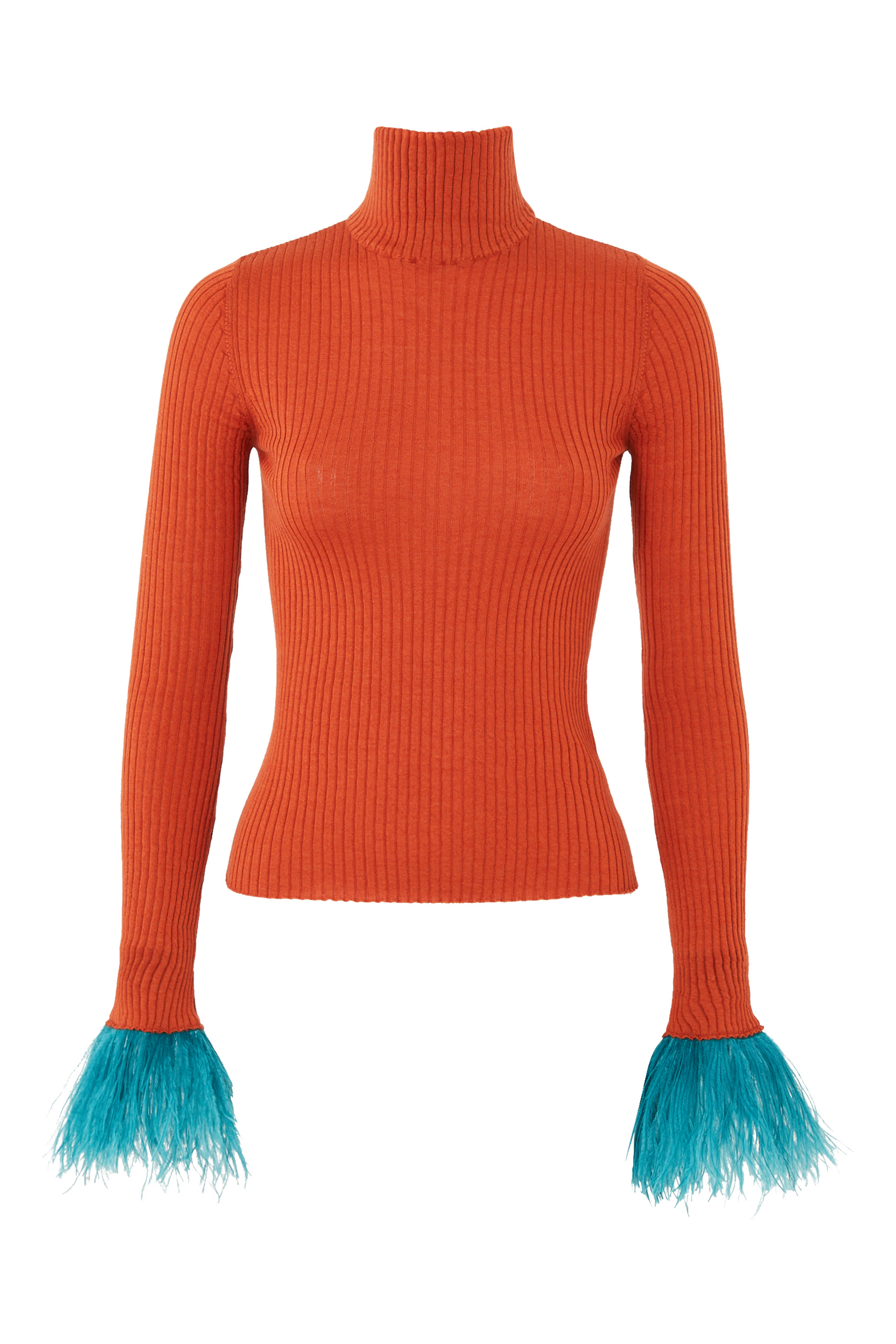 بلوزة هاي كيك بحواف مزينة بالريش