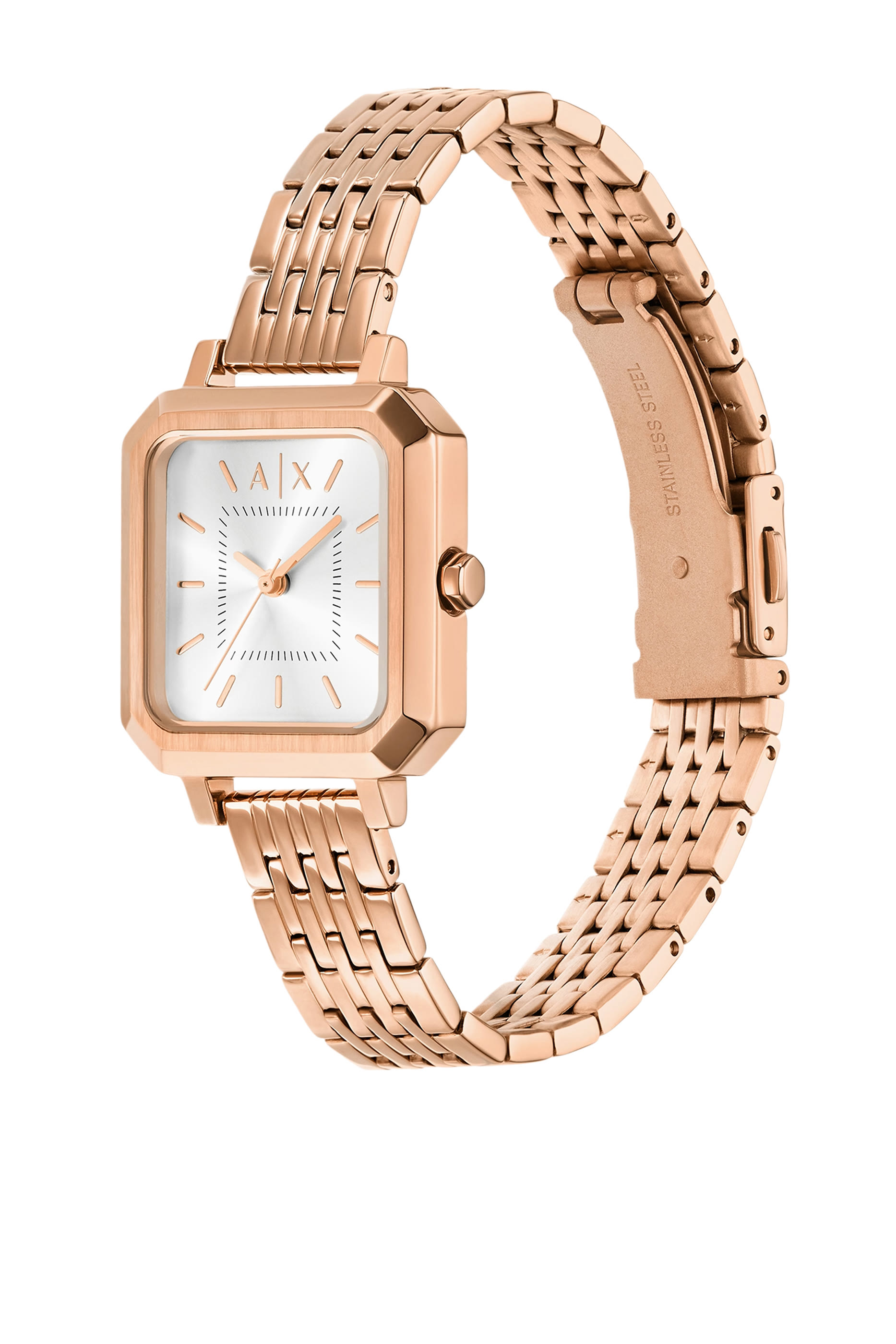 طقم سوار وساعة ستانليس ستيل بثلاث عقارب