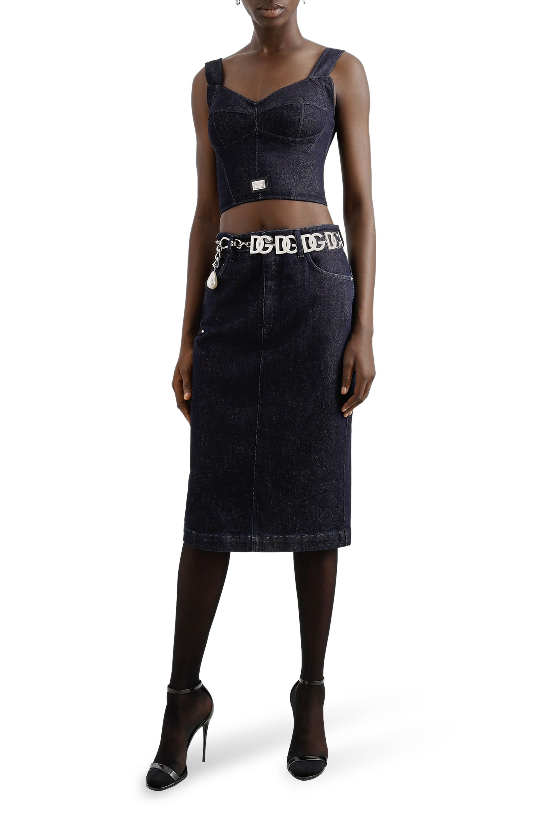 تنورة متوسطة الطول دنيم