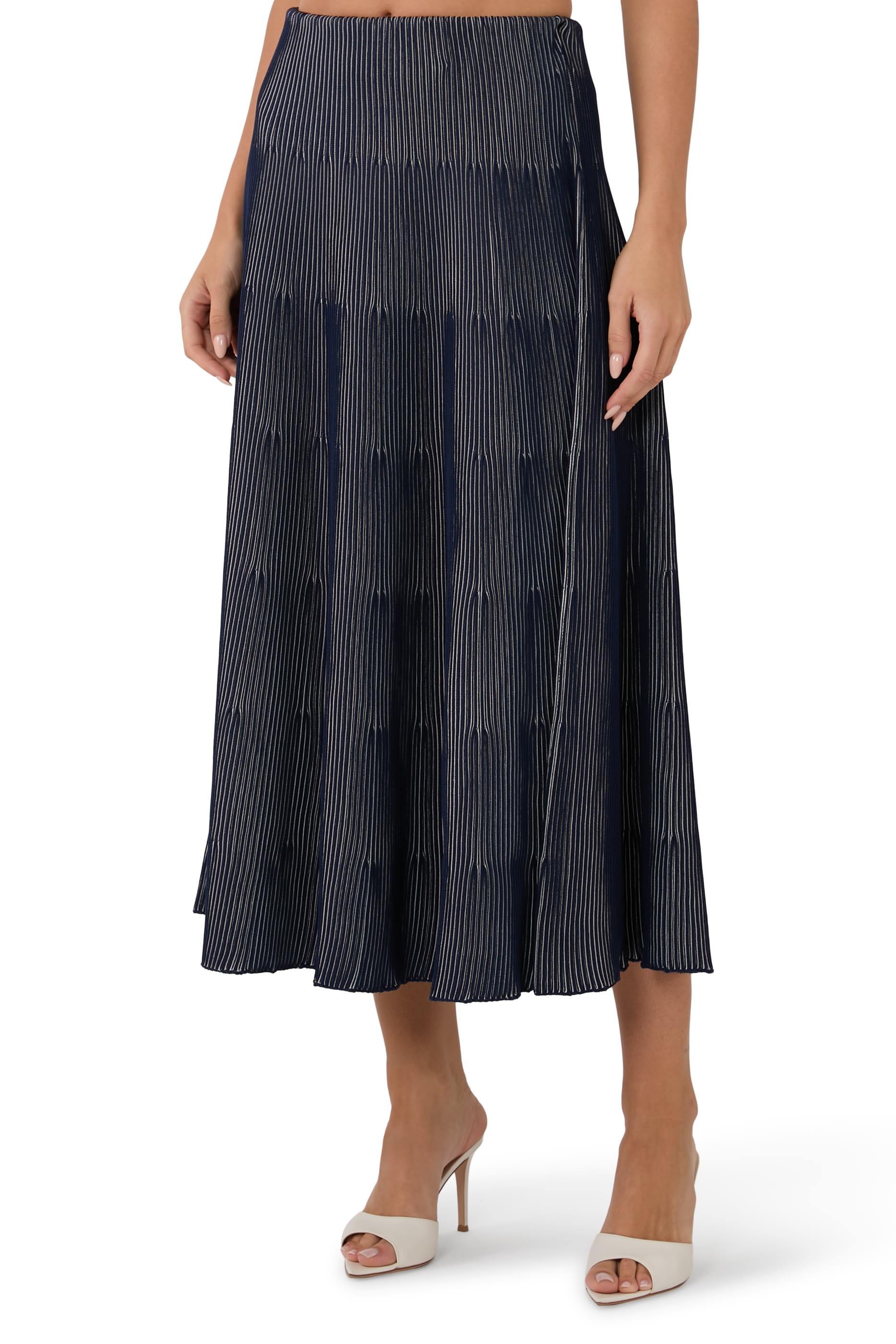 Interrib Effect Long Skirt