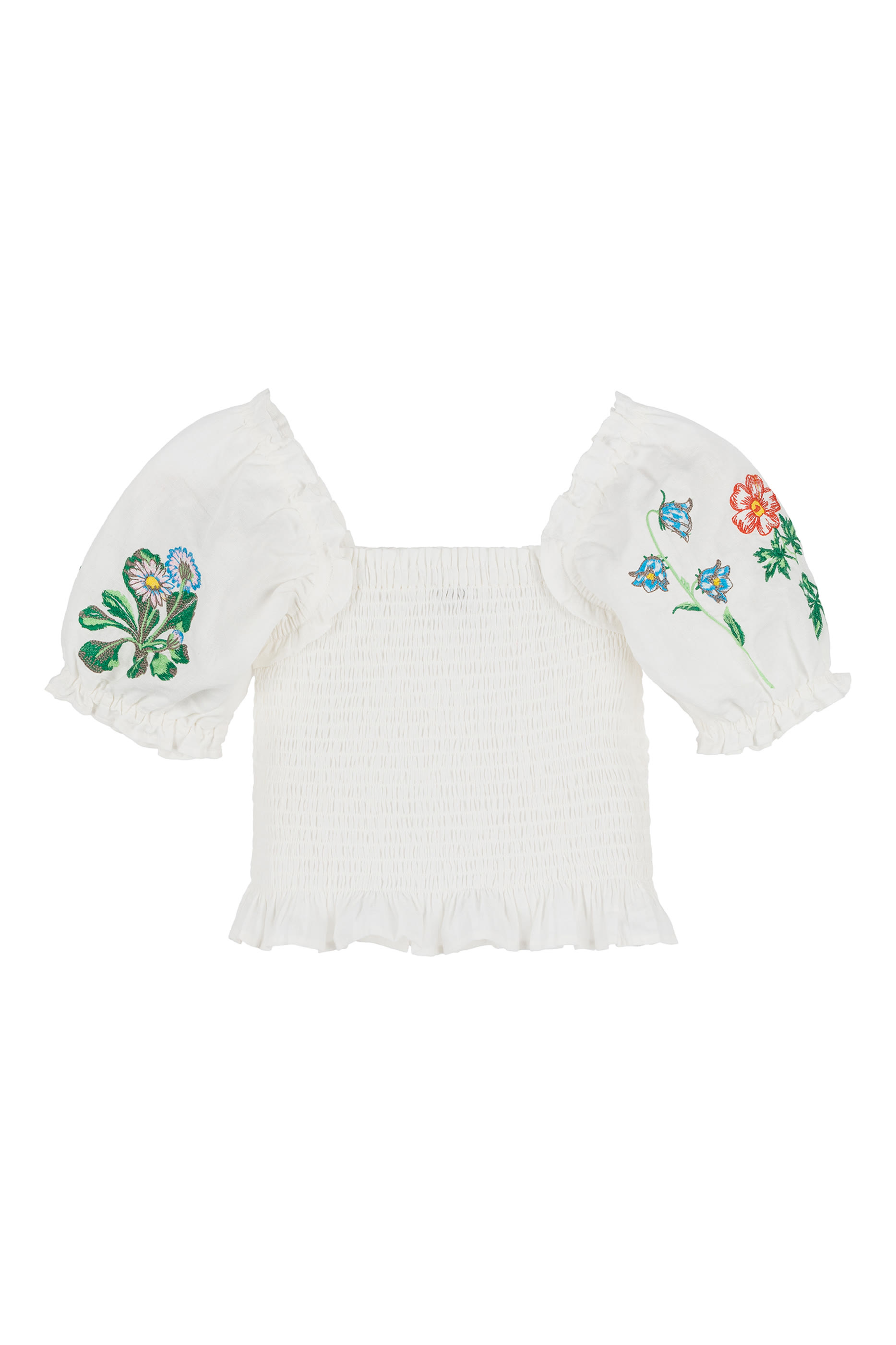 بلوزة بأكمام قصيرة وتطريز أزهار للطفال