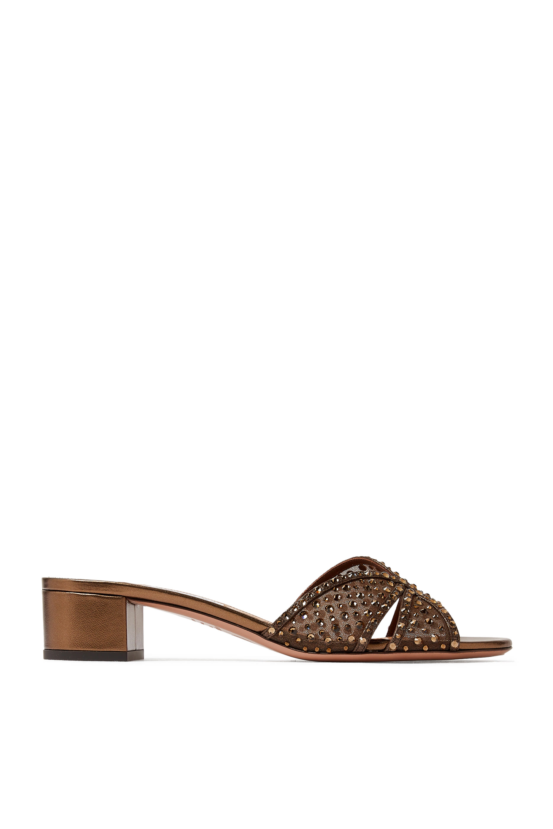 حذاء لوفر مفتوح من الخلف بكعب 35 مم مرصع بالكريستال 