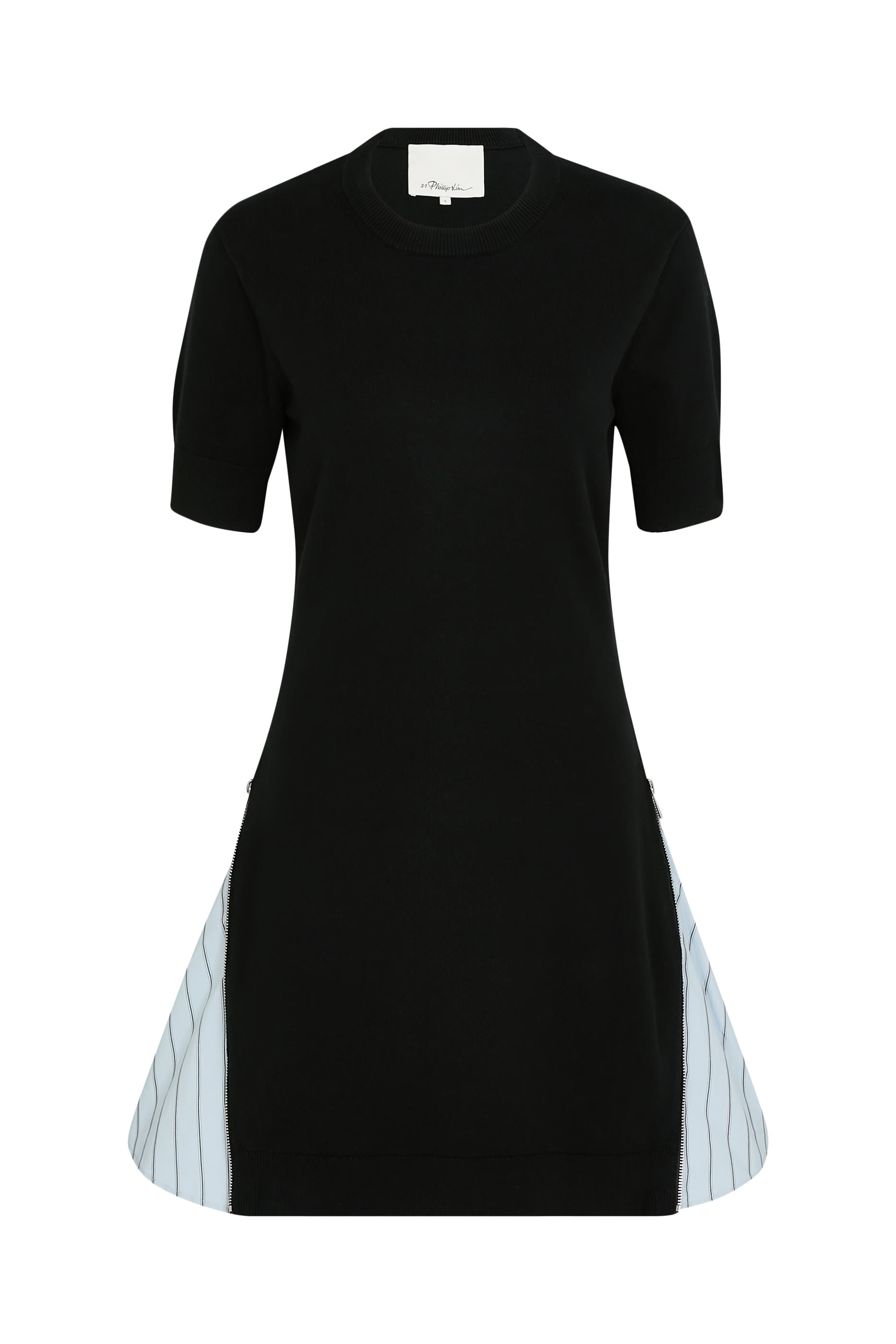 فستان قصير بأجزاء عريضة بسحاب