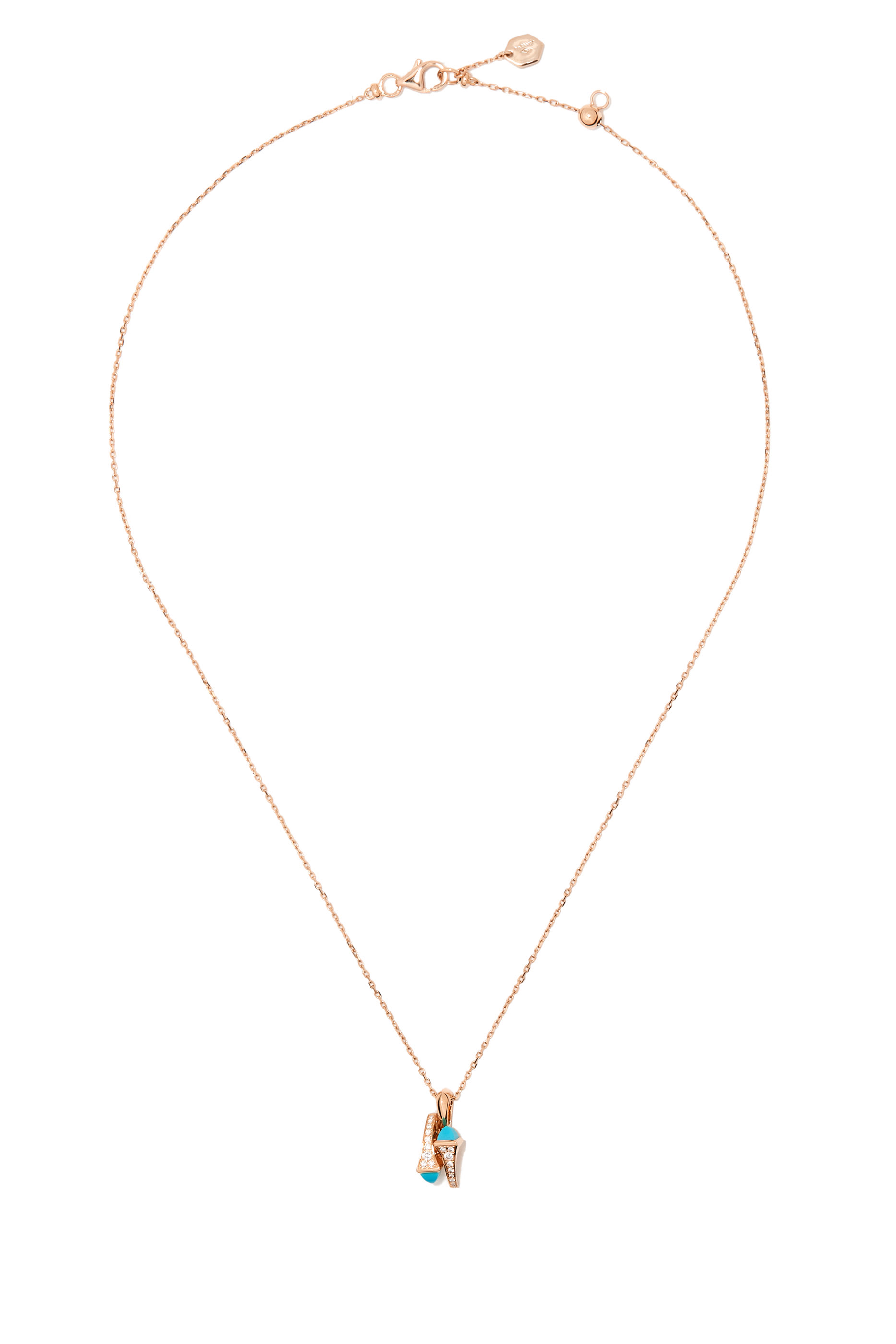 قلادة كليو بدلاية هاجي مرصعة بالماس والفيروز ذهب وردي عيار 18