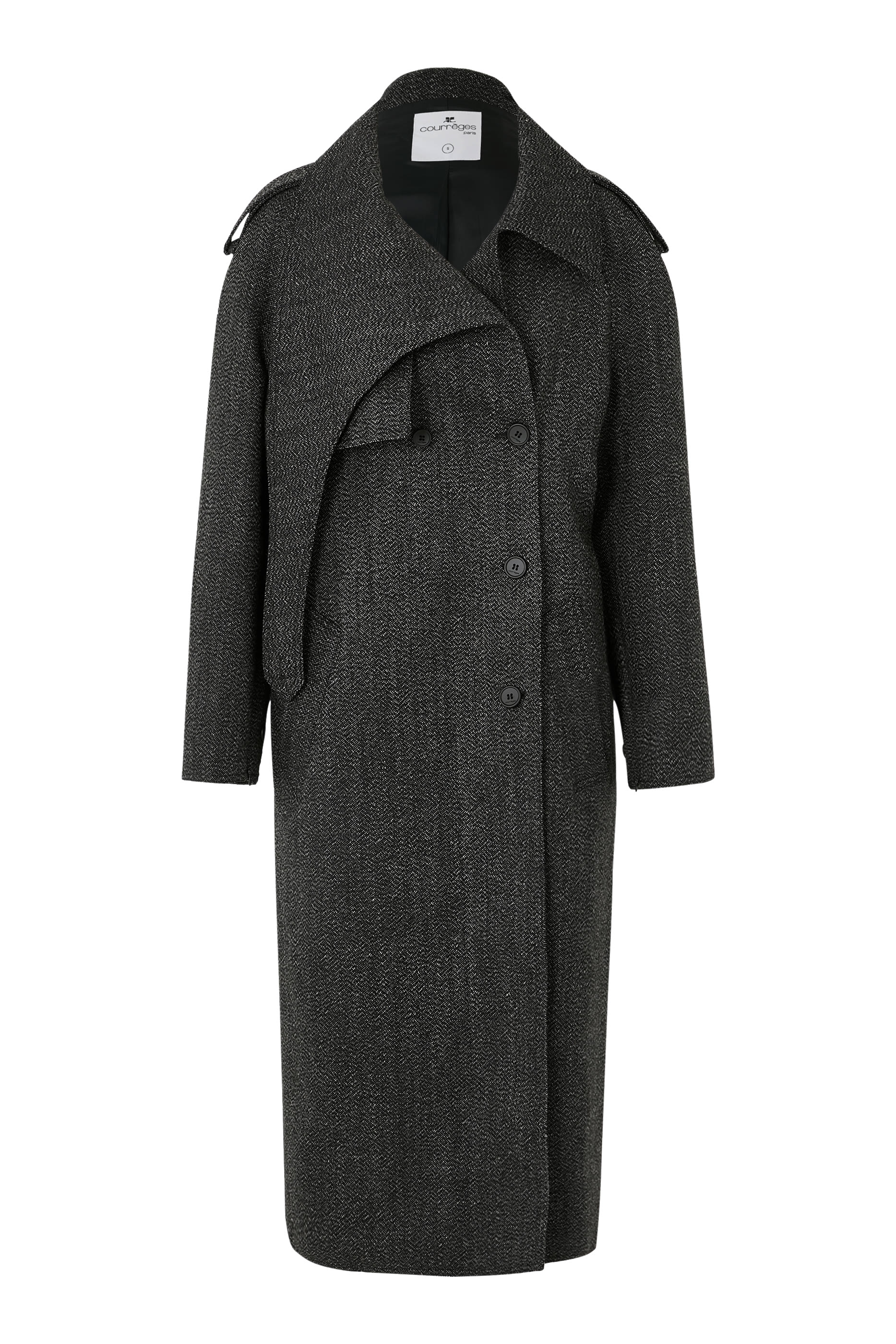 معطف ترنش بتفاصيل بتصميم مائل صوف مطاطي