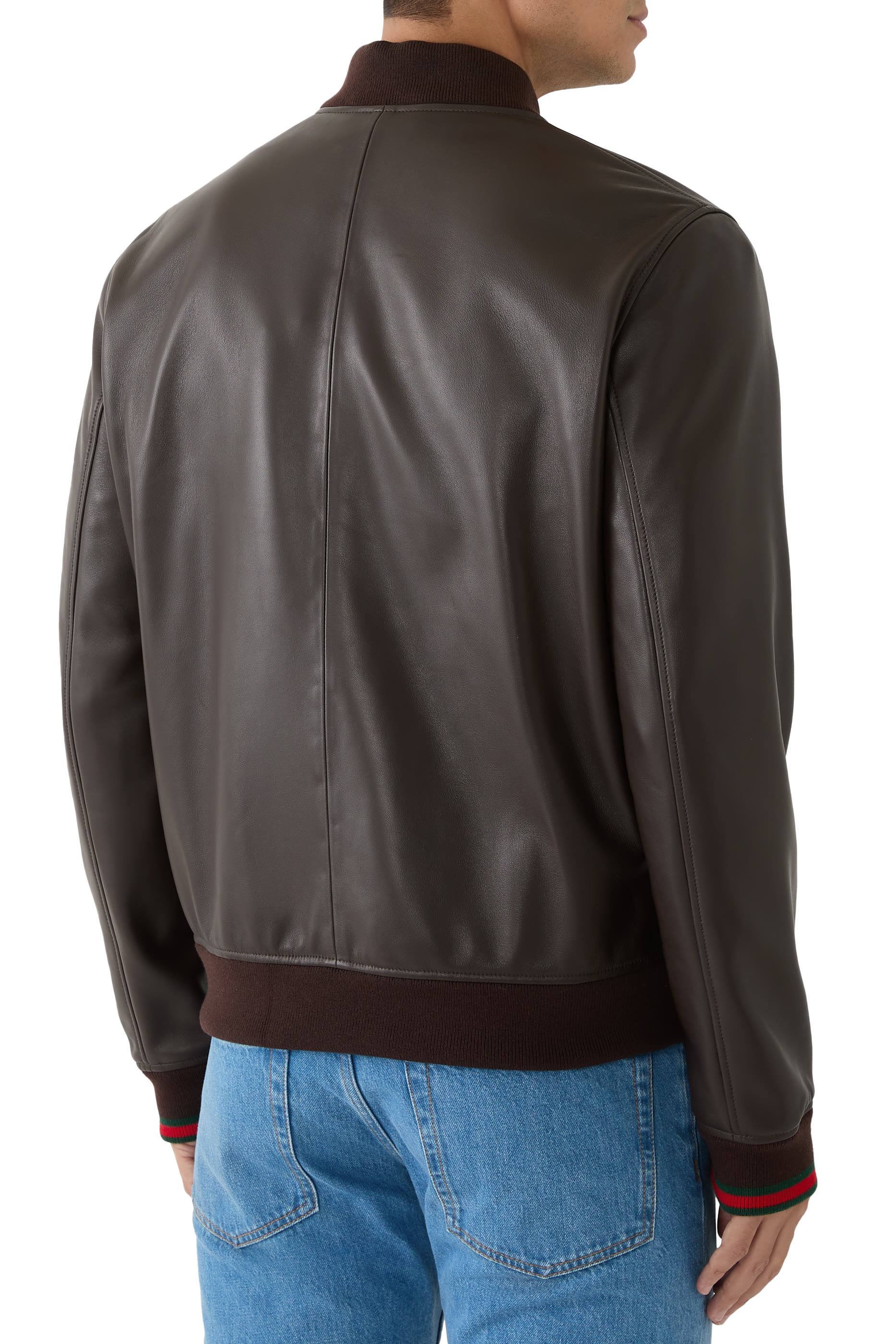 جاكيت بومبر مطرز جلد