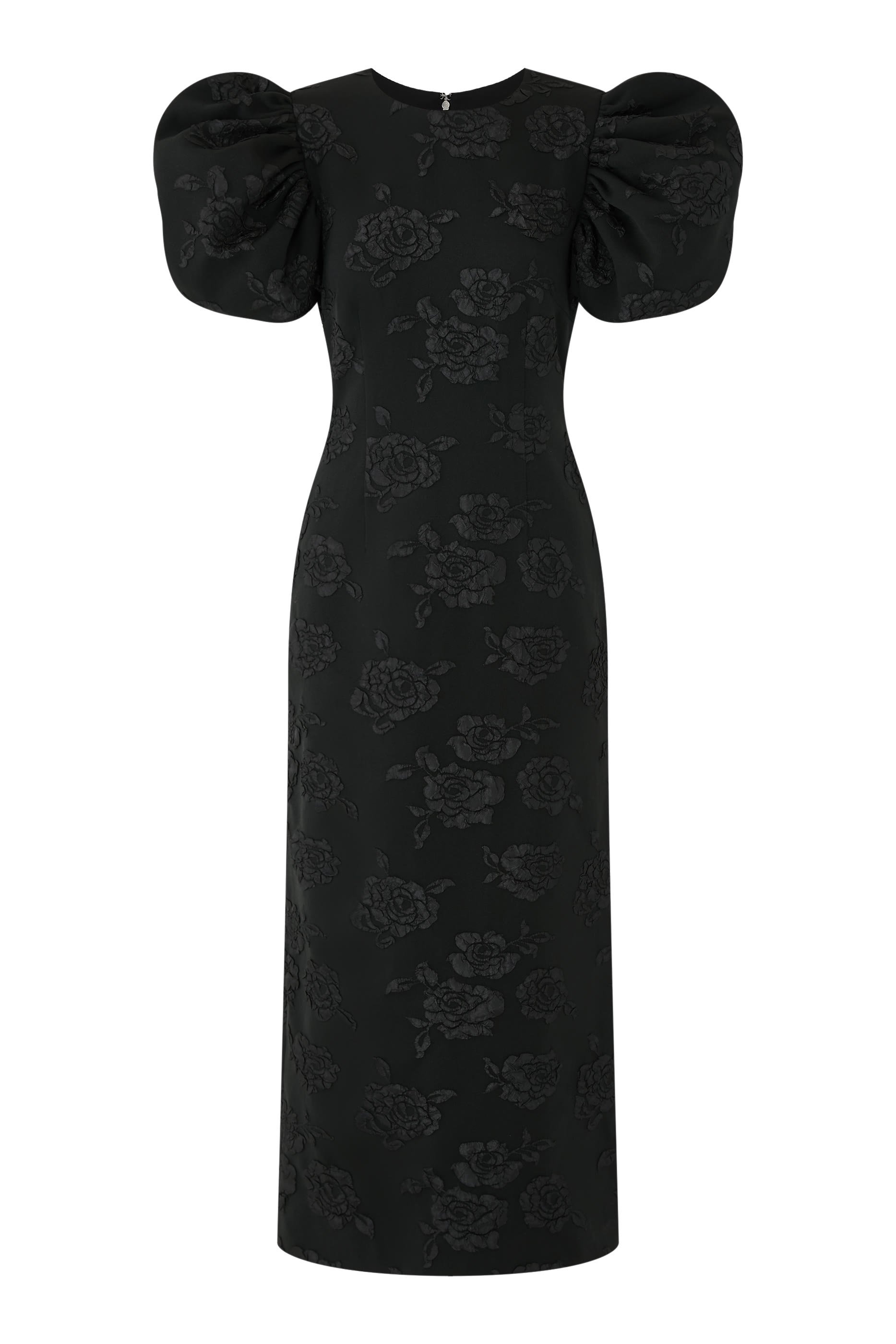 فستان متوسط الطول بنقشة بارزة الملمس جاكار