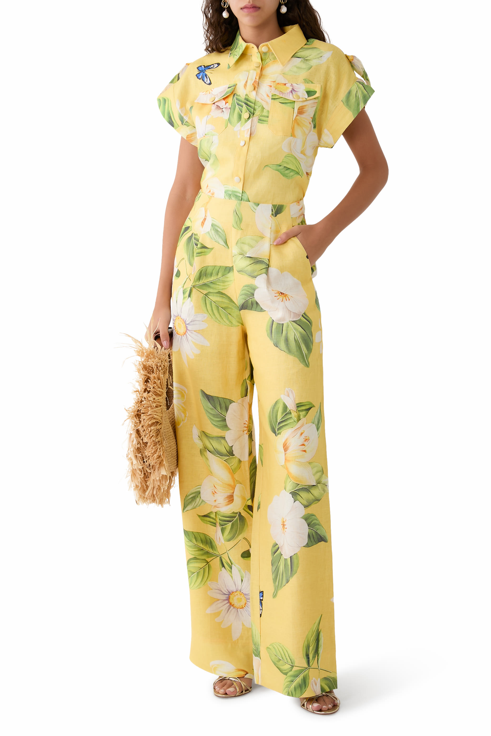 بنطال لويزا بنقشة جوي بلون سنشاين